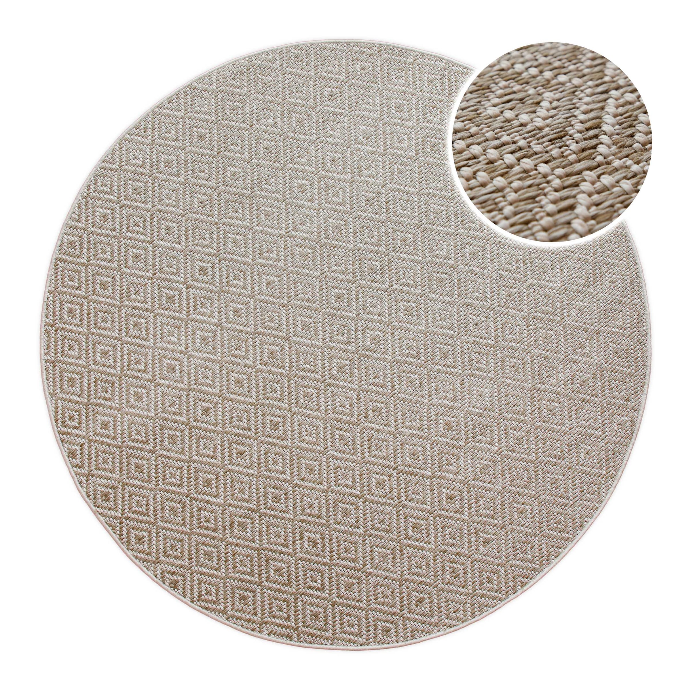 Wecon home Tapis »Miami Beach« Rond 5 mm Höhe In- & Outdoor Teppich, wetterfest, modernes Rauten Muster, Balkon