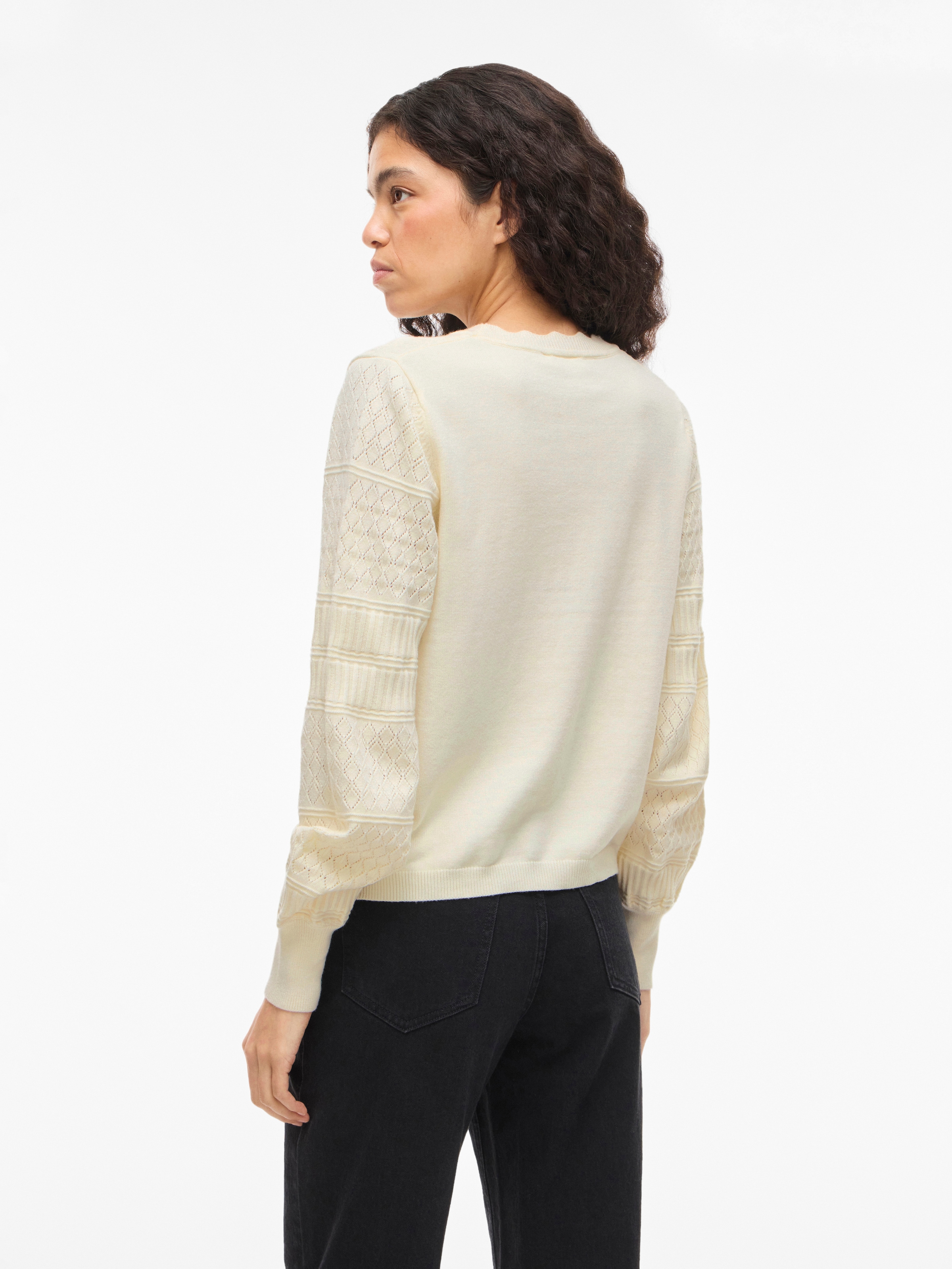 Vila Pull en tricot »VIMILOS L/S O-NECK POINTELLE TOP - NOOS«