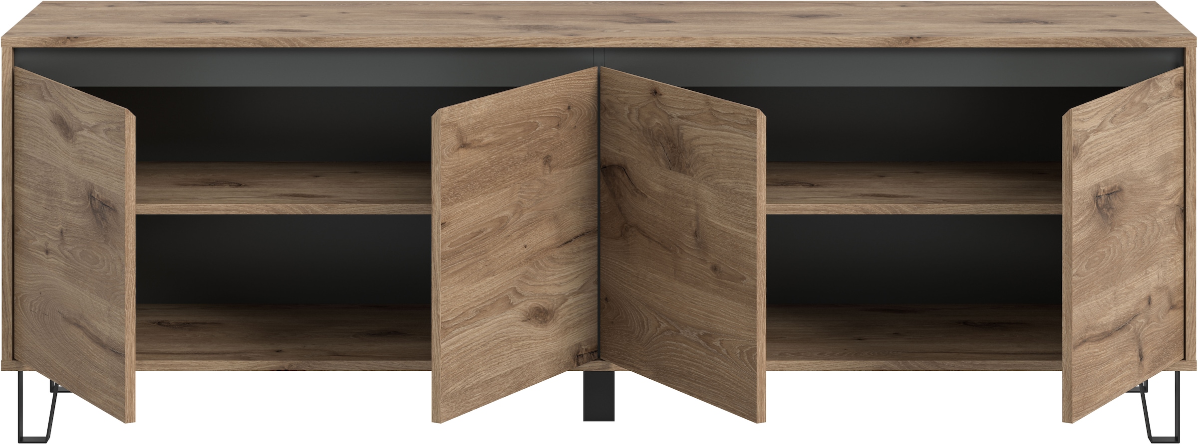 INOSIGN Lowboard »BALTIC, Breite 184cm, grifflose Fronten, Metall-Füsse,4 Türen, 4 Fächer« TV-Möbel, TV-Schrank, TV-Lowboard, Mediaboard