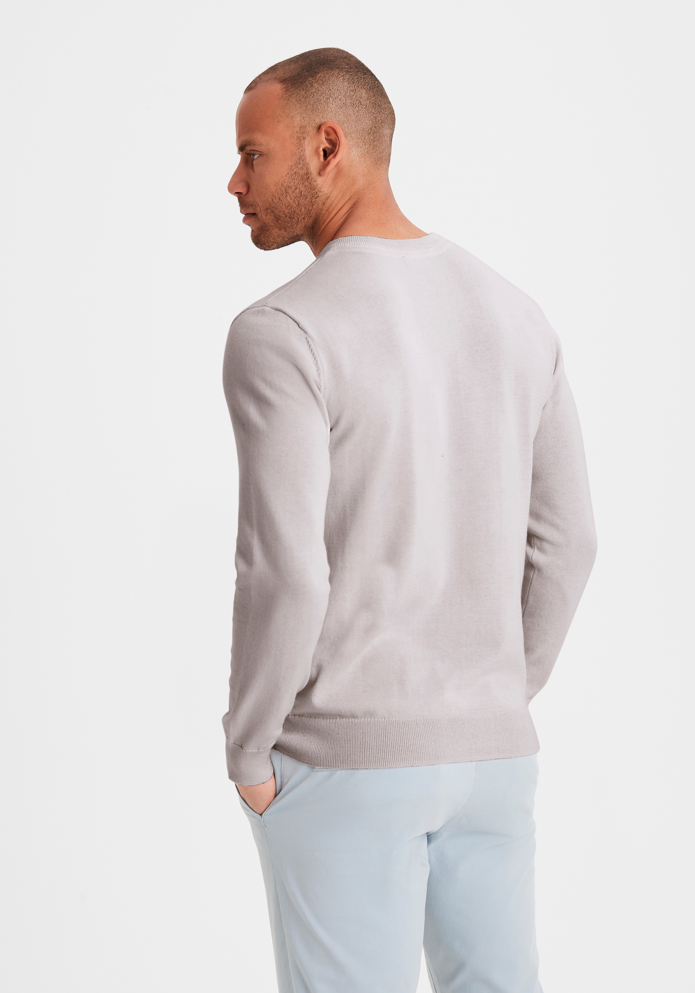 H.I.S Strickpullover mit V-Ausschnitt, Pullover aus Feinstrick, Baumwollmischung