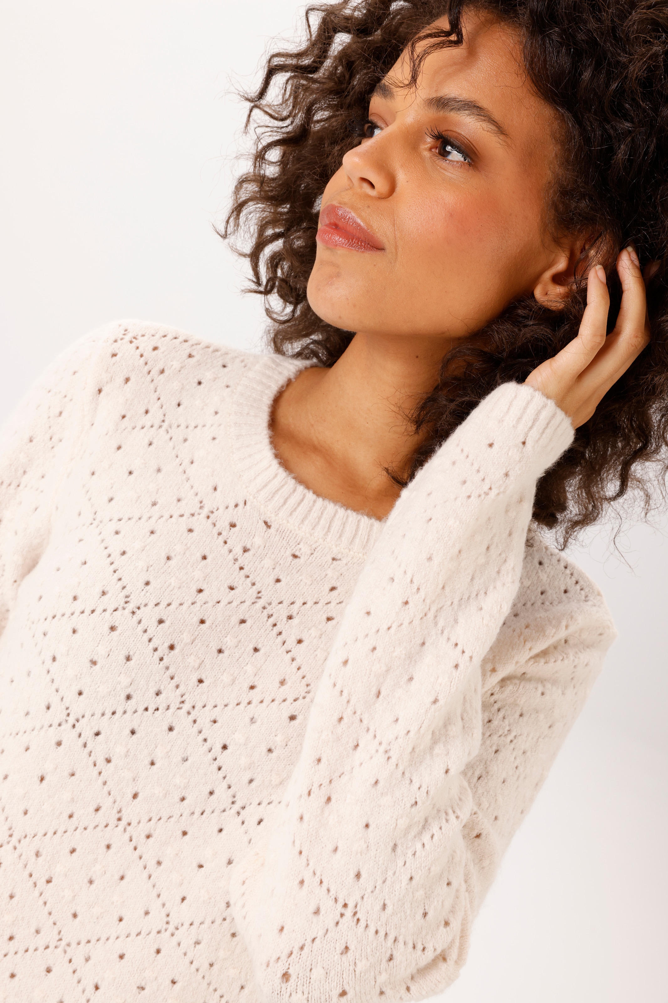 Aniston CASUAL Strickpullover im Ajour-Muster und kleinen, eingestrickten Quadraten- NEUE KOLLEKTION