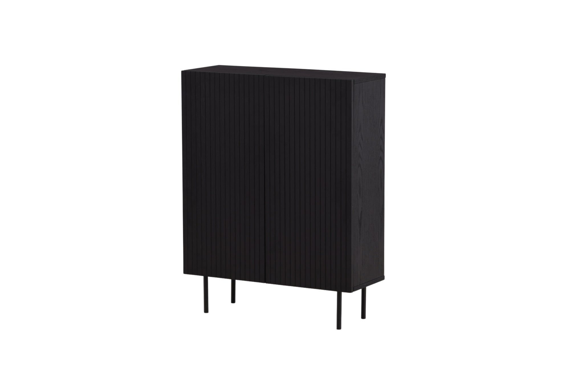 Venture Home Armoire à provisions »Björkön, Stauraumschrank, geriffelt, Höhe 103 cm« Armoire haute, MDF, façades rainurées, pieds en acier, style scandinave