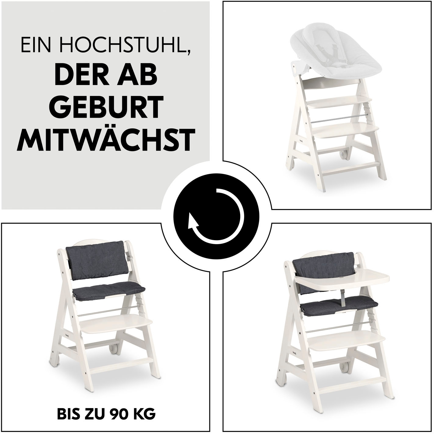 Hauck Hochstuhl »Beta+« () mit Holzrädern