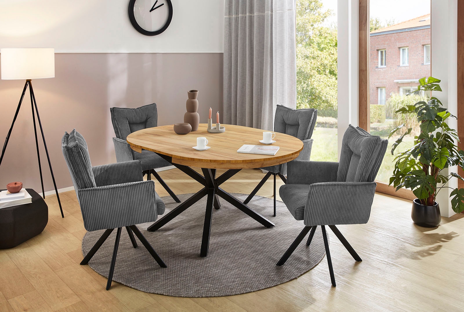 Jockenhöfer Gruppe Esstisch »Olbia« rund, ausziehbar (120-160cm), platzsparend, Metalluntergestell