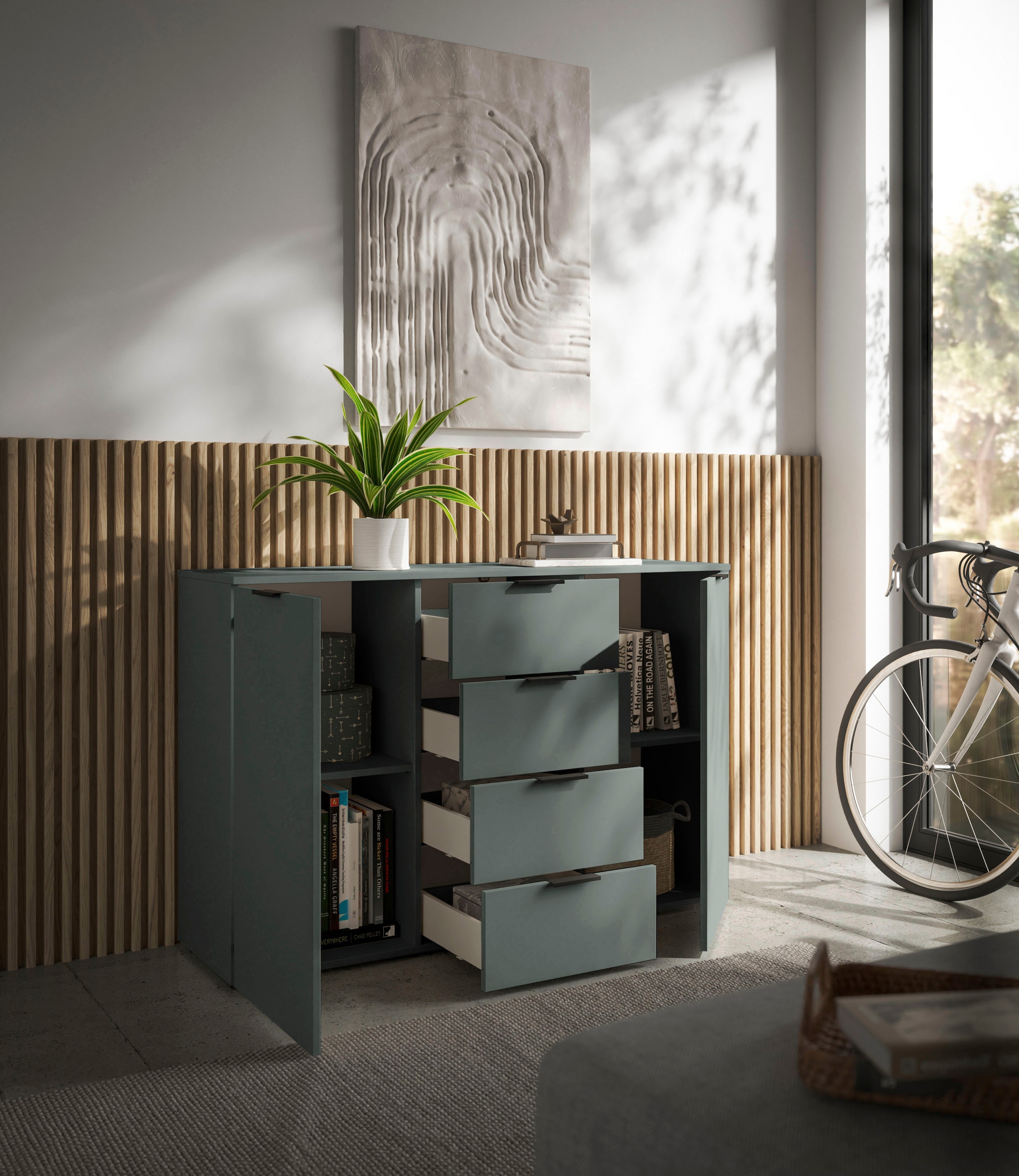 HBZ Sideboard »Linz Kommode, BxHxT 135x90x40cm« 1 Stk. tlg. Breite 135cm,Lip-Griff, Melaminbeschichtung