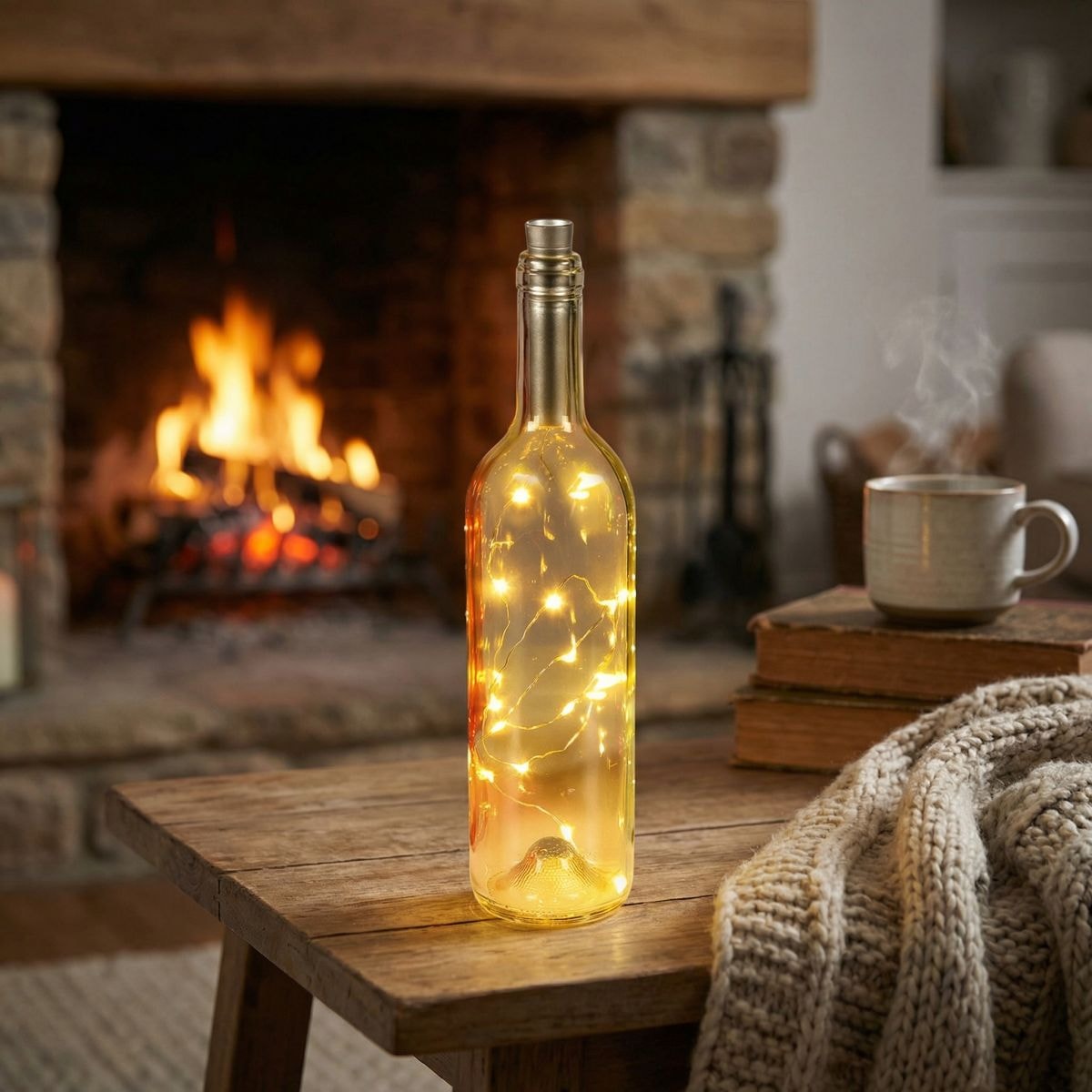 Ambiente Haus LED Aussen-Tischleuchte »Glasflasche mit LED-Licht 31cm« 1 Stk. Warmweiss