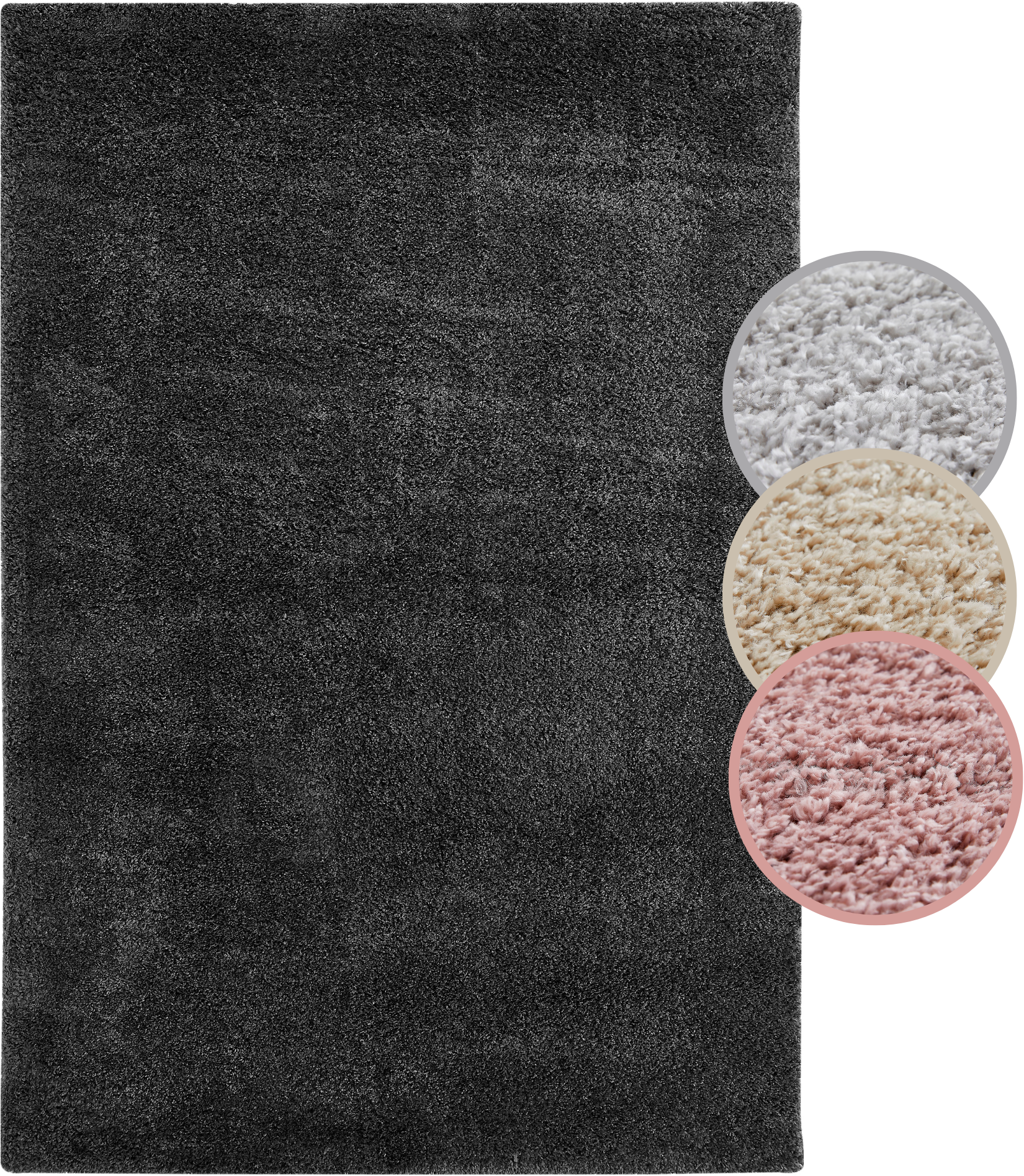 GOODproduct Hochflor-Teppich »Canberra« rechteckig 40 mm Höhe Uni Farben, weich & kuschelig, Wohnzimmer, Schlafzimmer