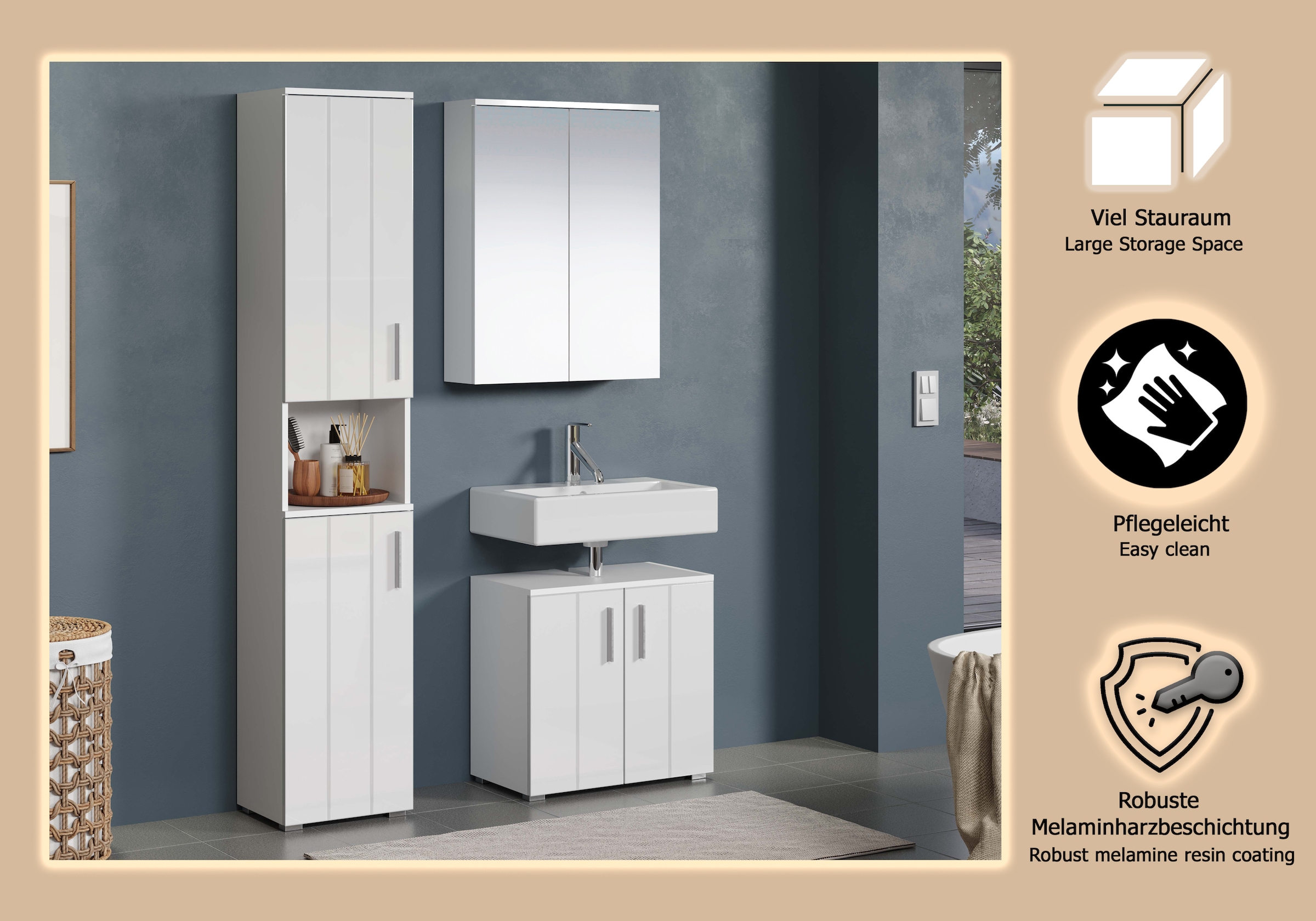 welltime Badezimmer-Set »Prag« Set, 3 Stk. tlg.