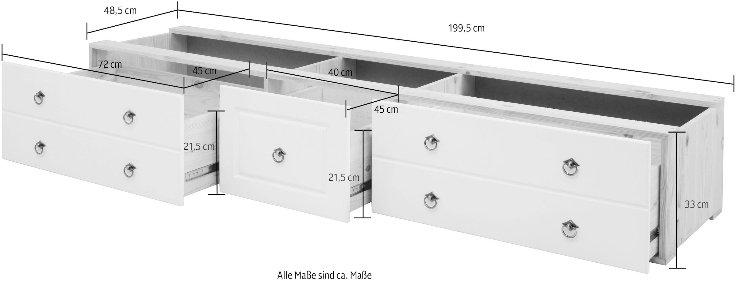 GOODproduct Schubkasten »Hugo, Bettkastenmodul mit 3 Schubladen für eine Bettseite« für das gleichnamige Massivholzbett, massive Kiefer, FSC®