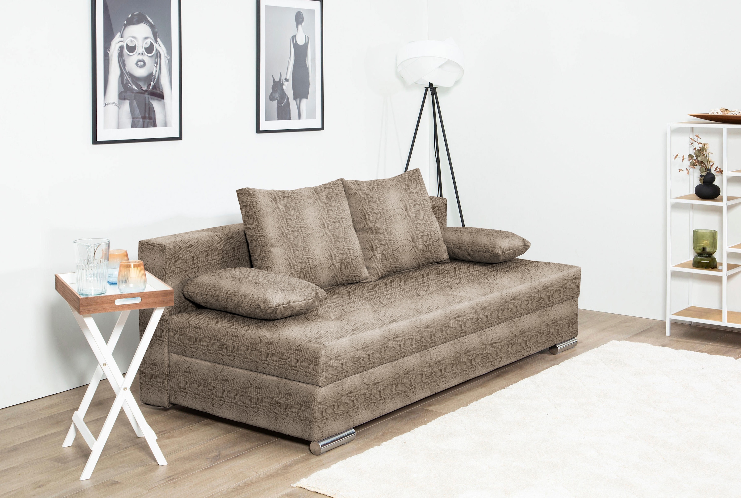 COLLECTION AB Schlafsofa »Tania, B: 194 cm, Liegefl. 140x194 cm, Federkern« Schlafcouch mit Gästebett inklusive Rückenkissen