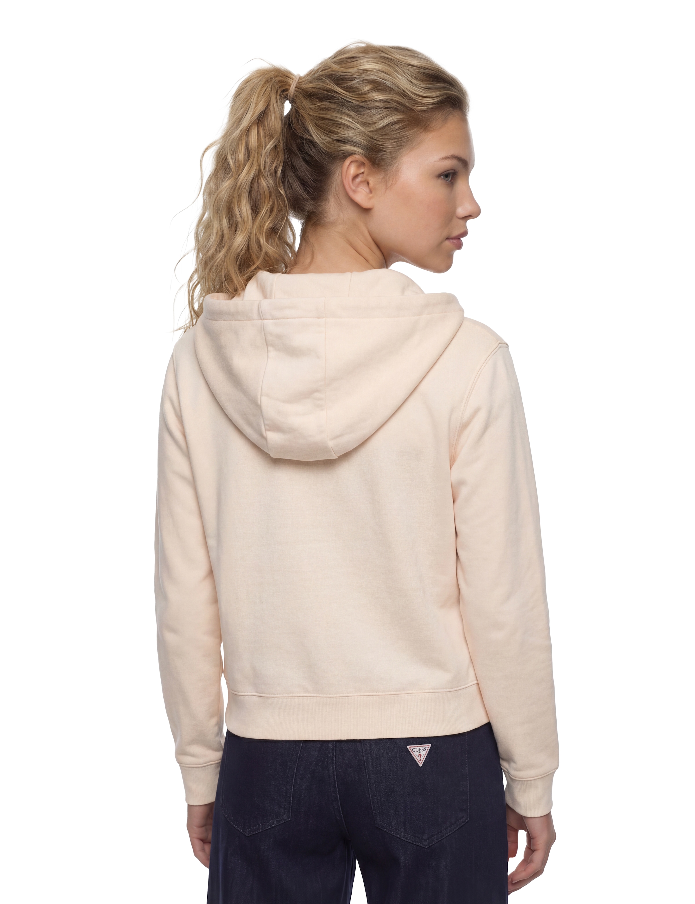 Guess Sweat à capuche »SOFIA ZIPPER SWEATSHIRT« avec broderie de logo, mélange de coton