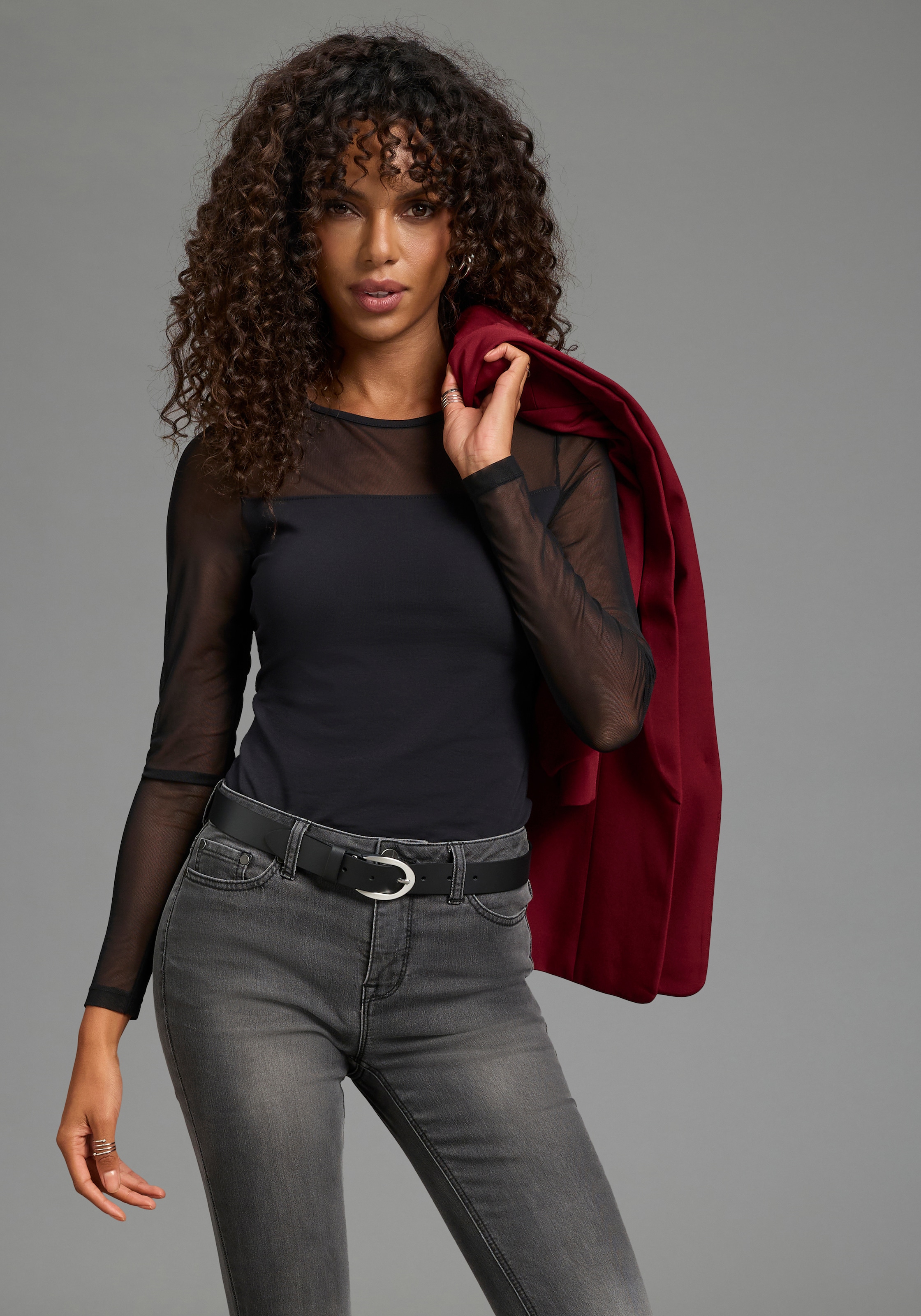 Laura Scott Ceinture en cuir pour dames avec boucle argent mat - NEW - jusqu'à taille 135