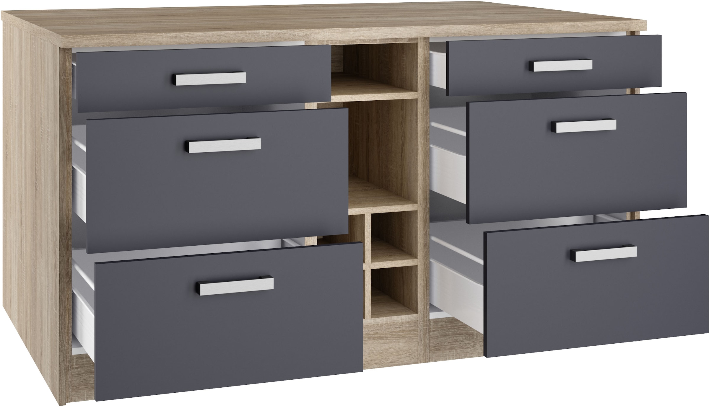KOCHSTATION Ilot de cuisine »KS-Toronto« largeur 153 cm, façades MDF, casier à bouteilles