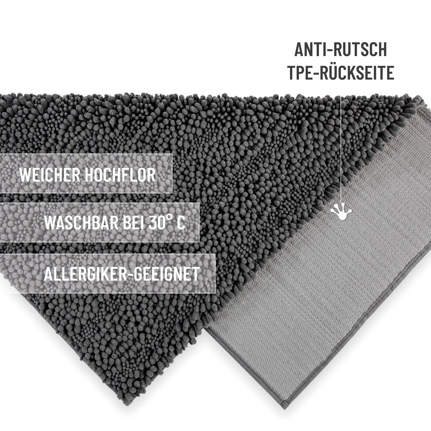 Wecon home Basics Tapis de bain »Benno« Höhe 22 mm waschbar, rutschfest, sehr weich, strapazierfähig, Chenille, robust