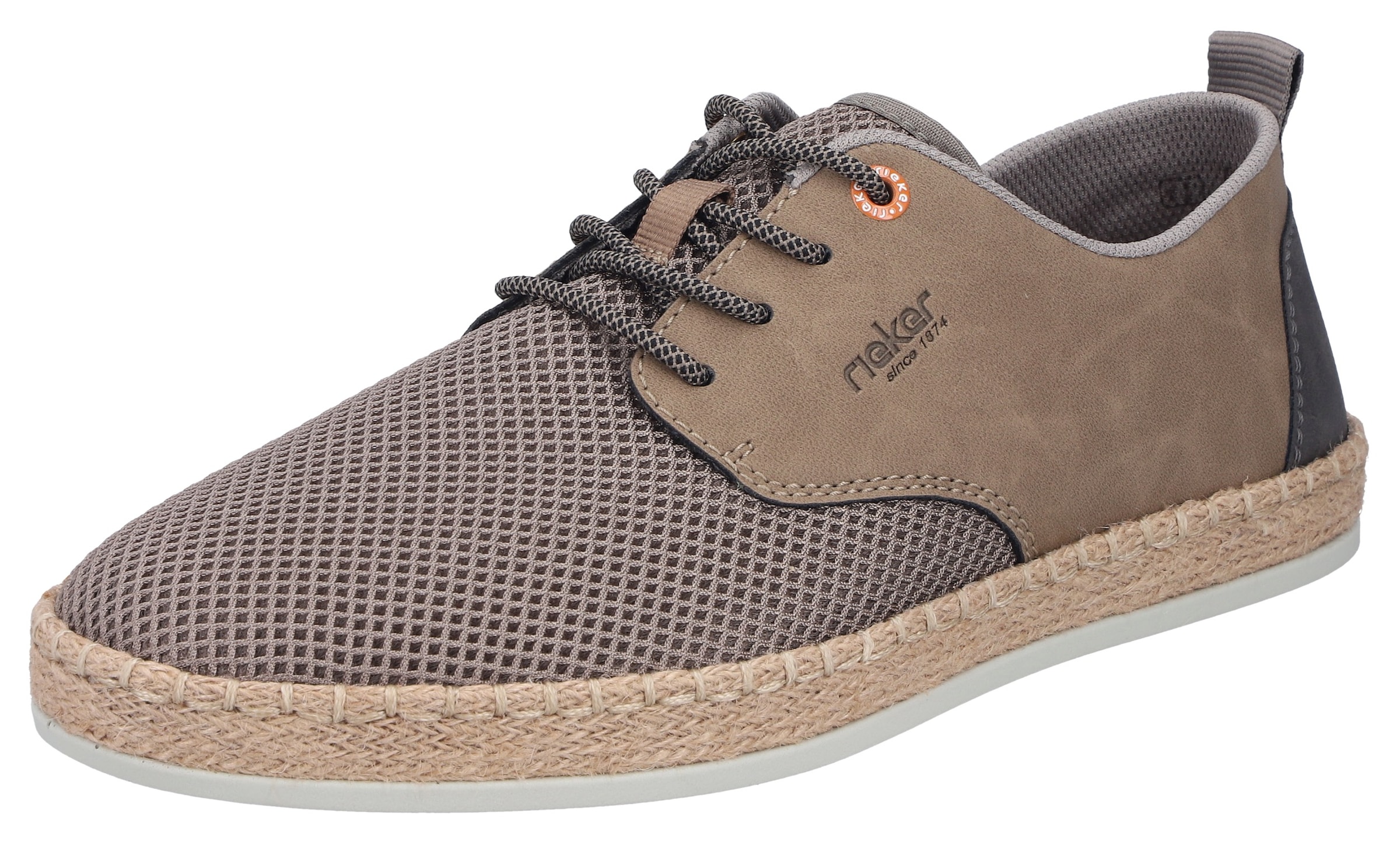 Rieker Chaussure à lacets  Chaussure basse, sneaker, à lacets avec bordure en raphia sur la semelle