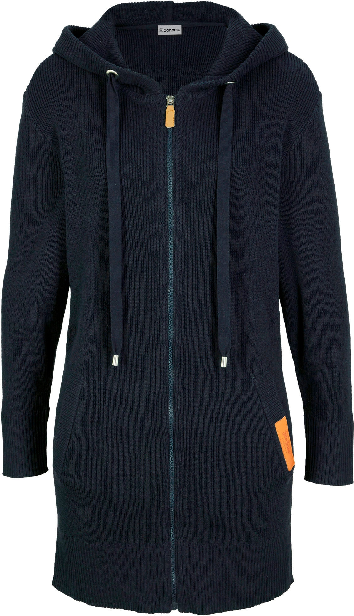 bonprix Manteau en tricot aus Baumwollmischung, Oversize Passform, mit Kapuze, unifarben