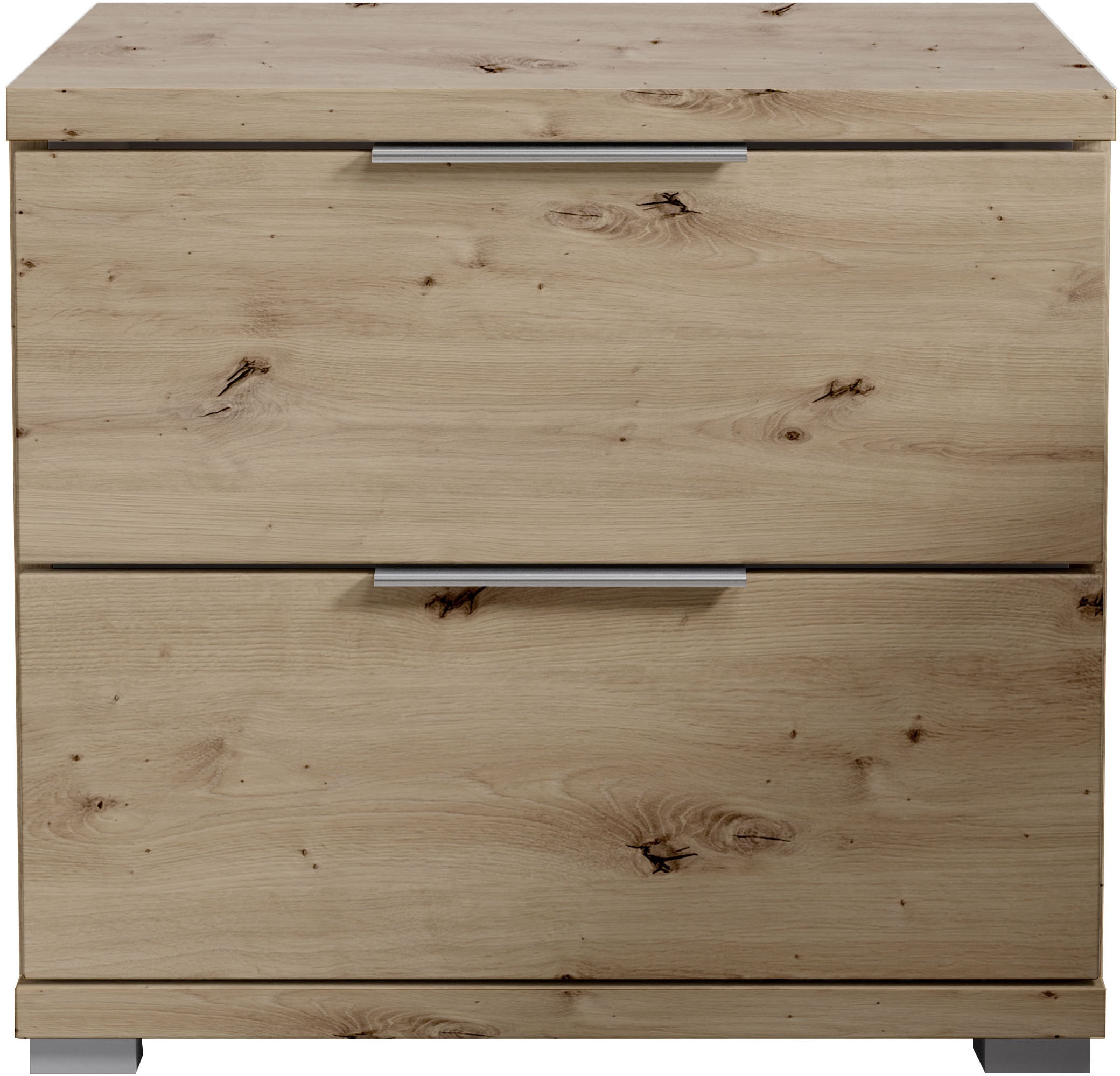 Schlafkontor »Smilla Nachttisch, Nachtkonsole mit Schubkästen« Korpus melaminbeschichtet, silberfarbige oder schwarze Griffe