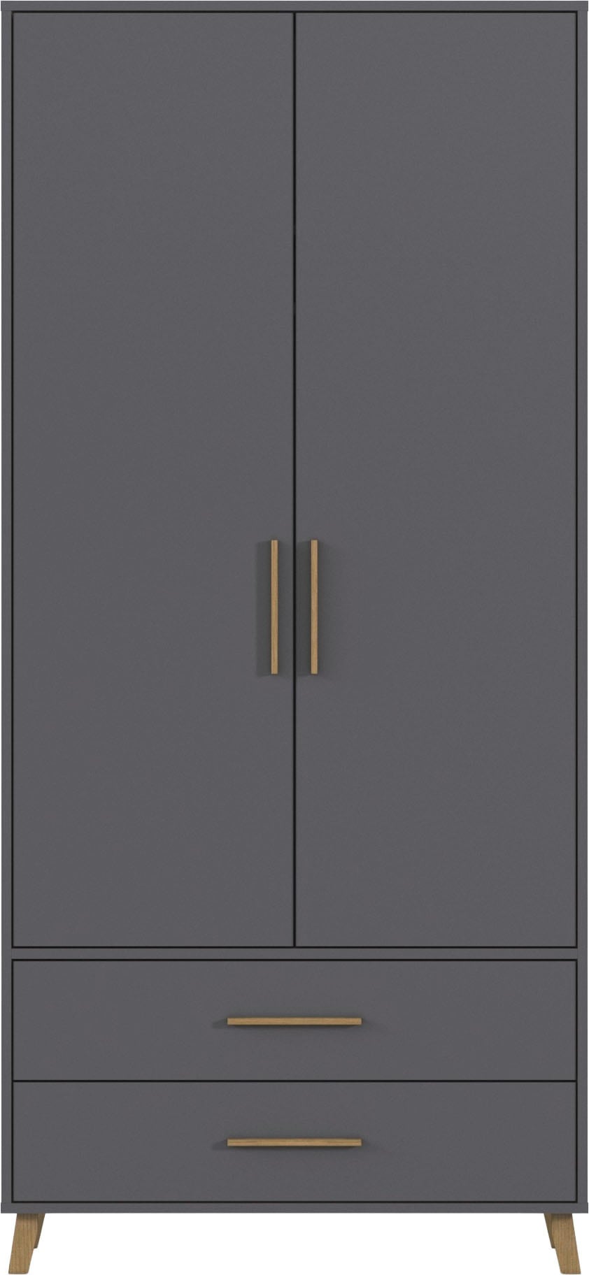 rauch 1100000002199 »Kleiderschrank Schrank Garderobe SHINJO Breiten 93/140/187 cm« in 3 verschiedenen Ausstattungen BASIC/CLASSIC/PREMIUM,  Griffe und Füsse aus Massivholz mit 2 Schubladen MADE IN GERMANY