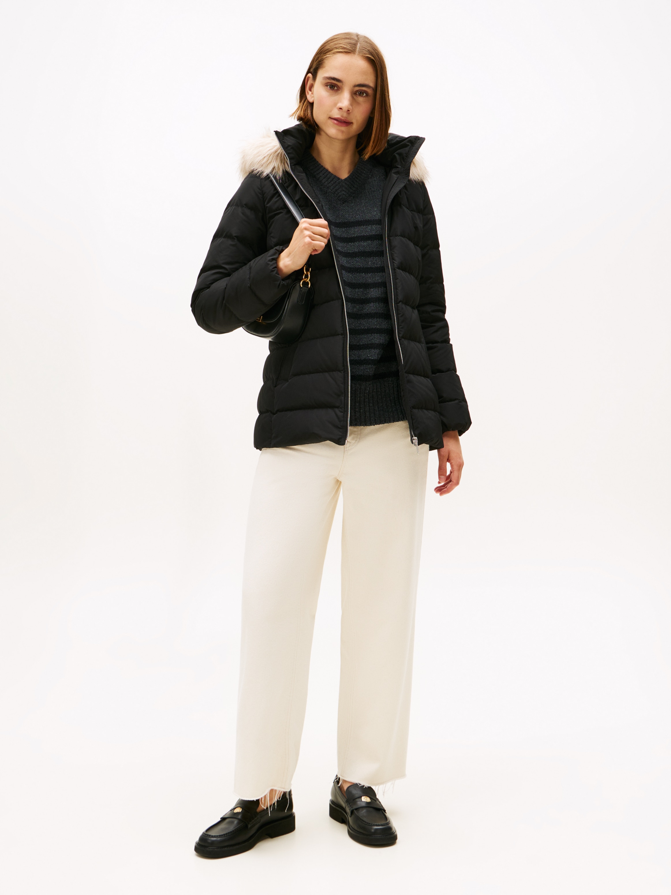 Tommy Hilfiger Steppjacke »MW DOWN SLIM JACKET WITH FUR« mit Kapuze mit Fellimitat