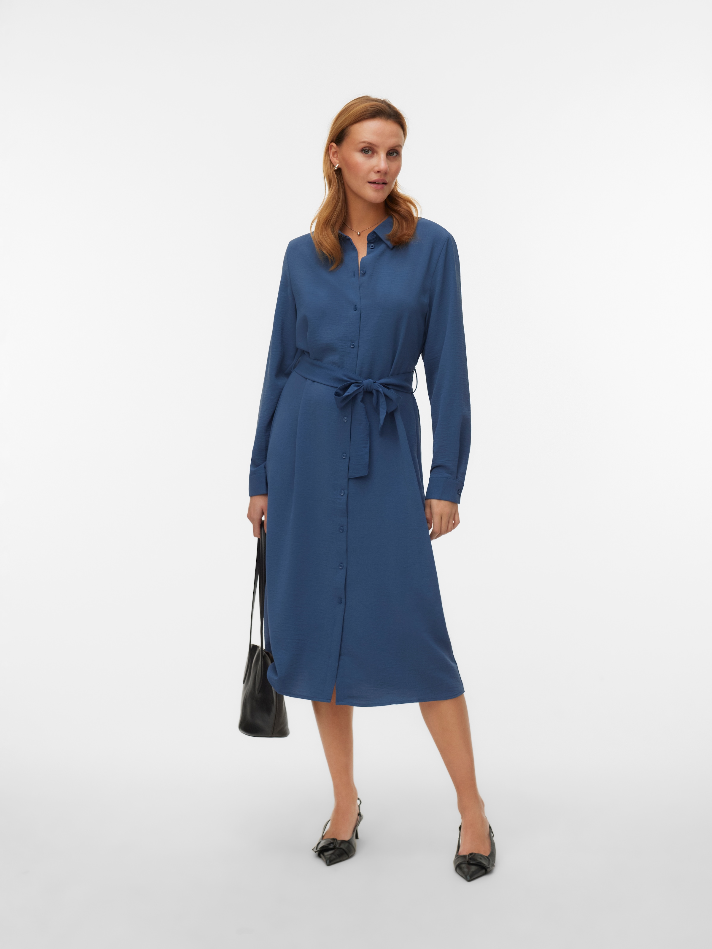 Vero Moda Robe midi »VMESME LS CALF SHIRT DRESS WVN GA« Sommerkleid,