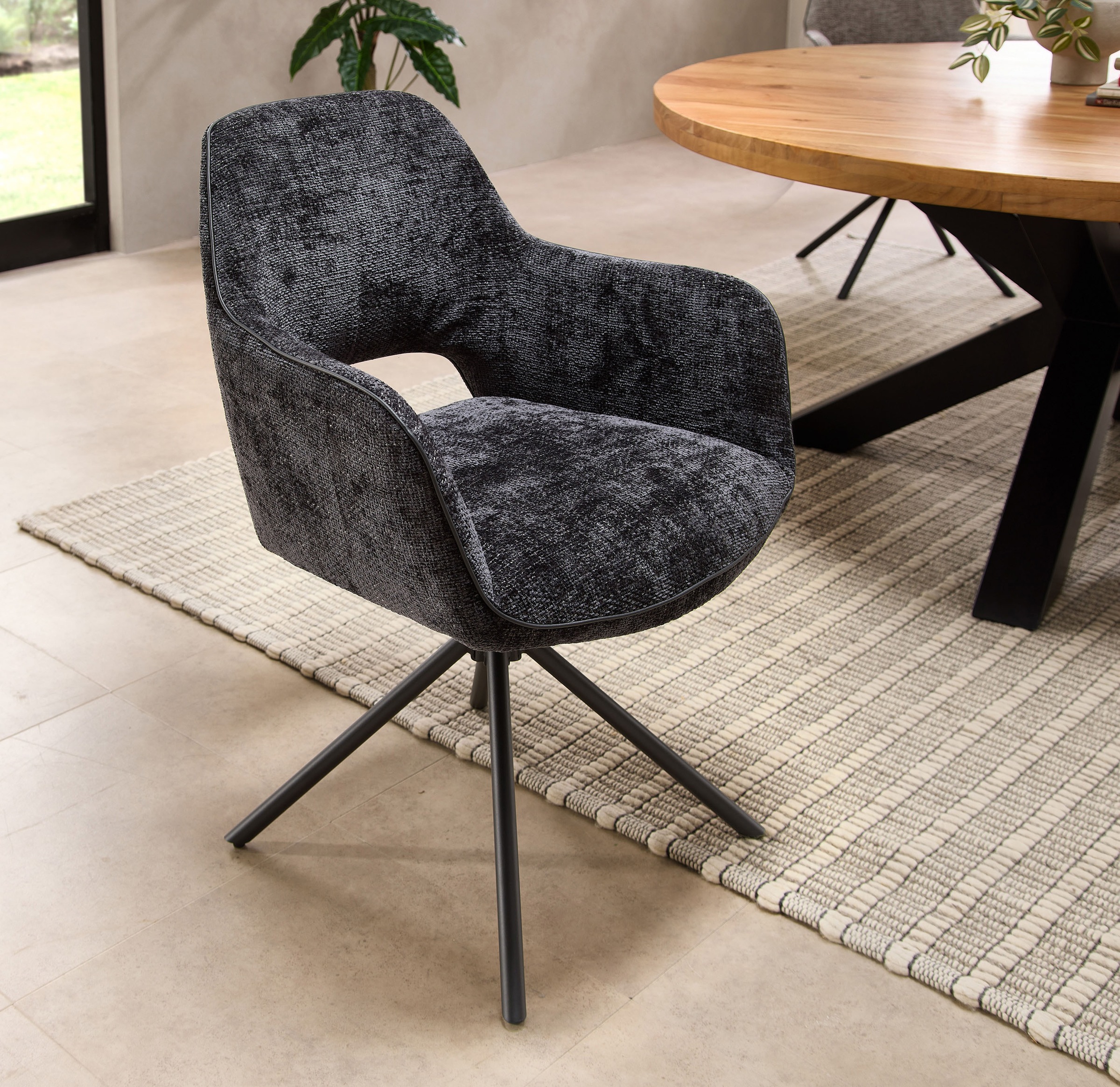 Stolkom Chaise avec accoudoirs »Adrina B/H/T 63x89x62 cm« (Paquet) 1 cuispivotant à 180 degrés avec retour automatique
