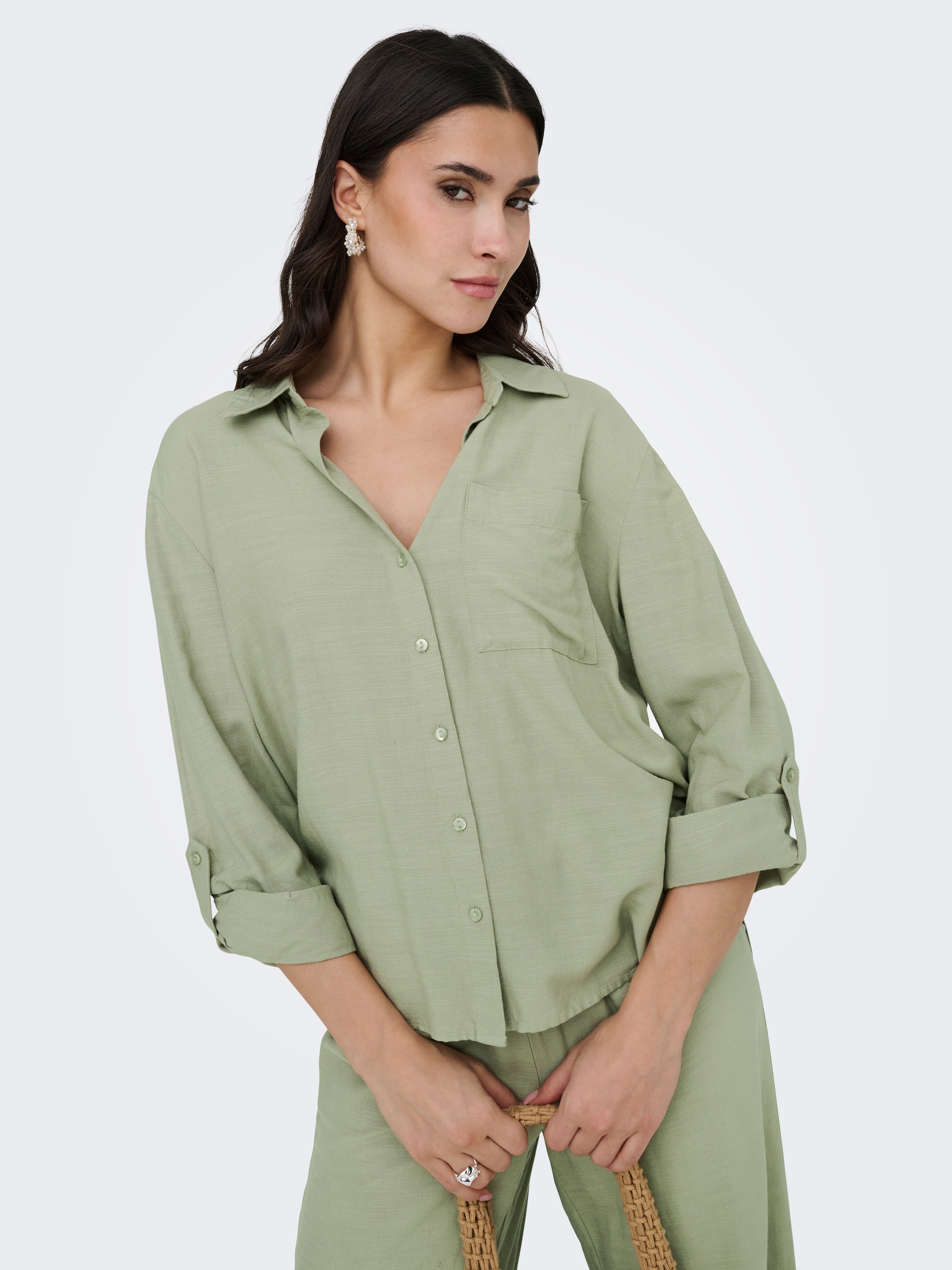 JDY Blouse chemise »JDYCAYA LINEN LOOSE L/S SHIRT WVN DIA« avec lin