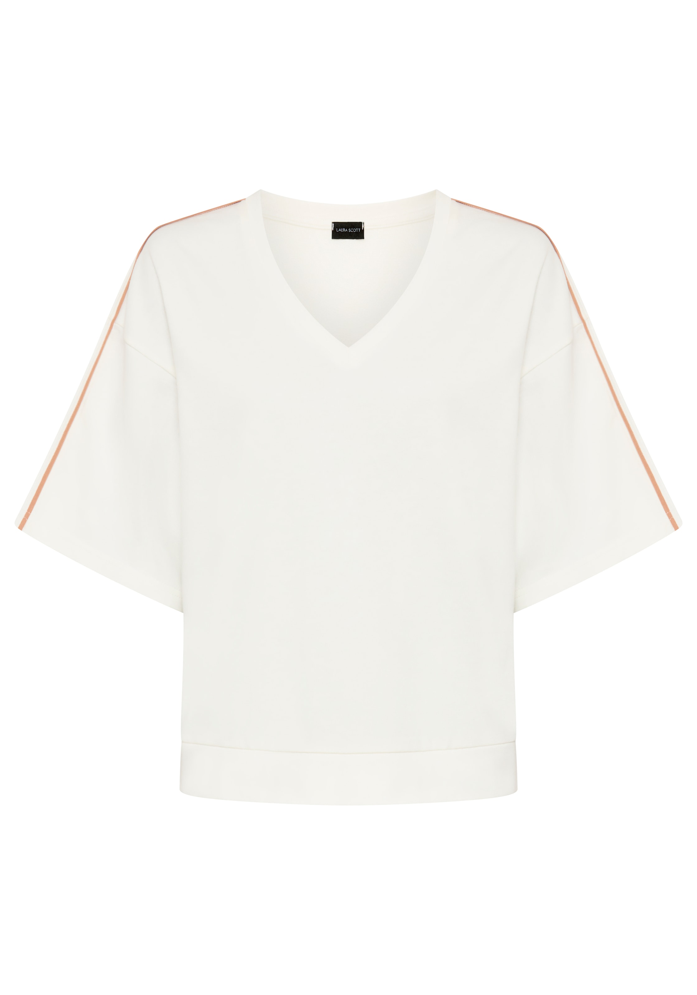 Laura Scott Sweater , casual Stil, mit V-Ausschnitt, mit Farbeinsatz, halbarm
