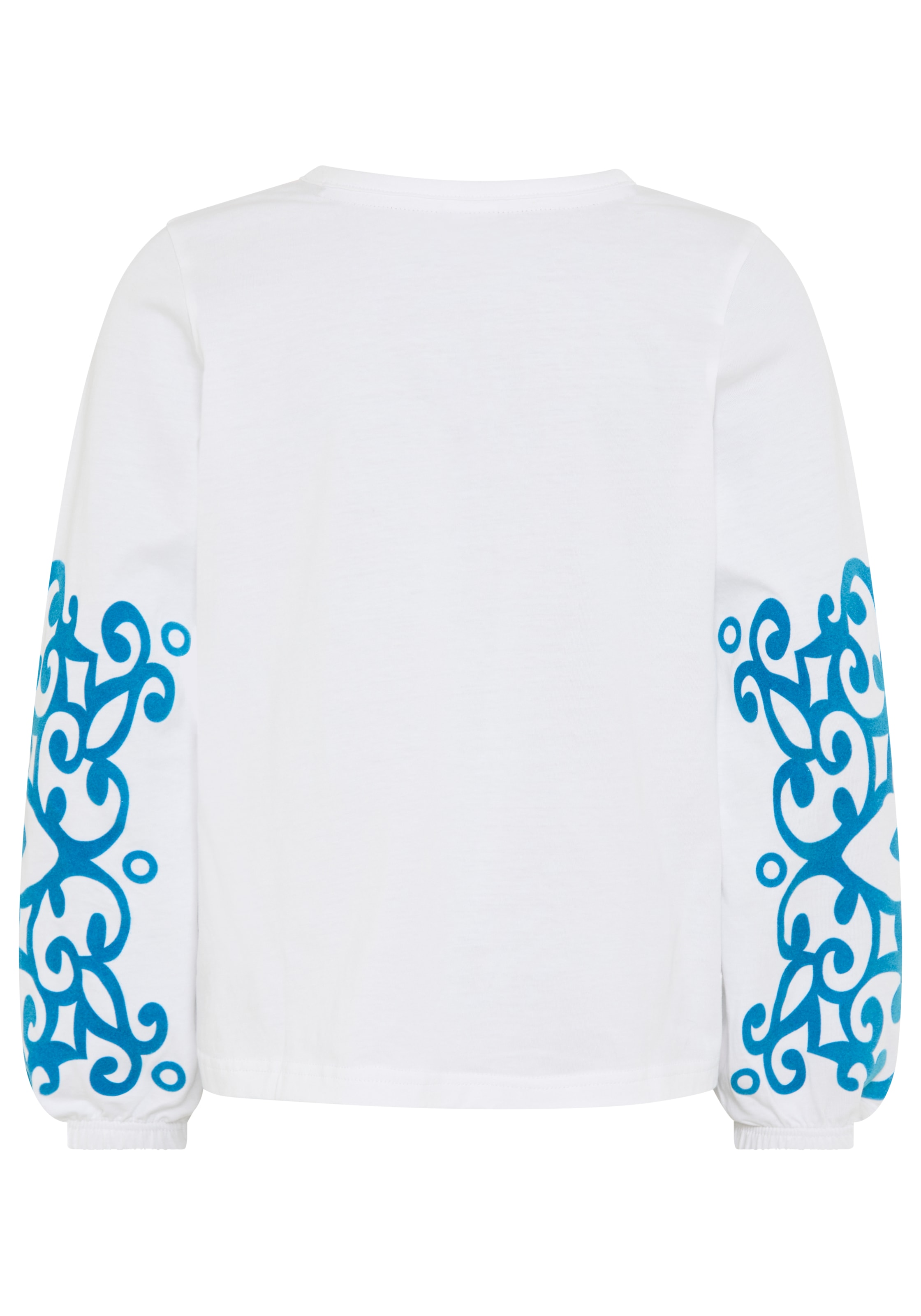 KangaROOS Langarmshirt »Kangaroos Tunika-Shirt mit aufwendigem Druck« mit V-Ausschnitt, Ärmel mit innenliegendem Gummizug, aus Baumwolle