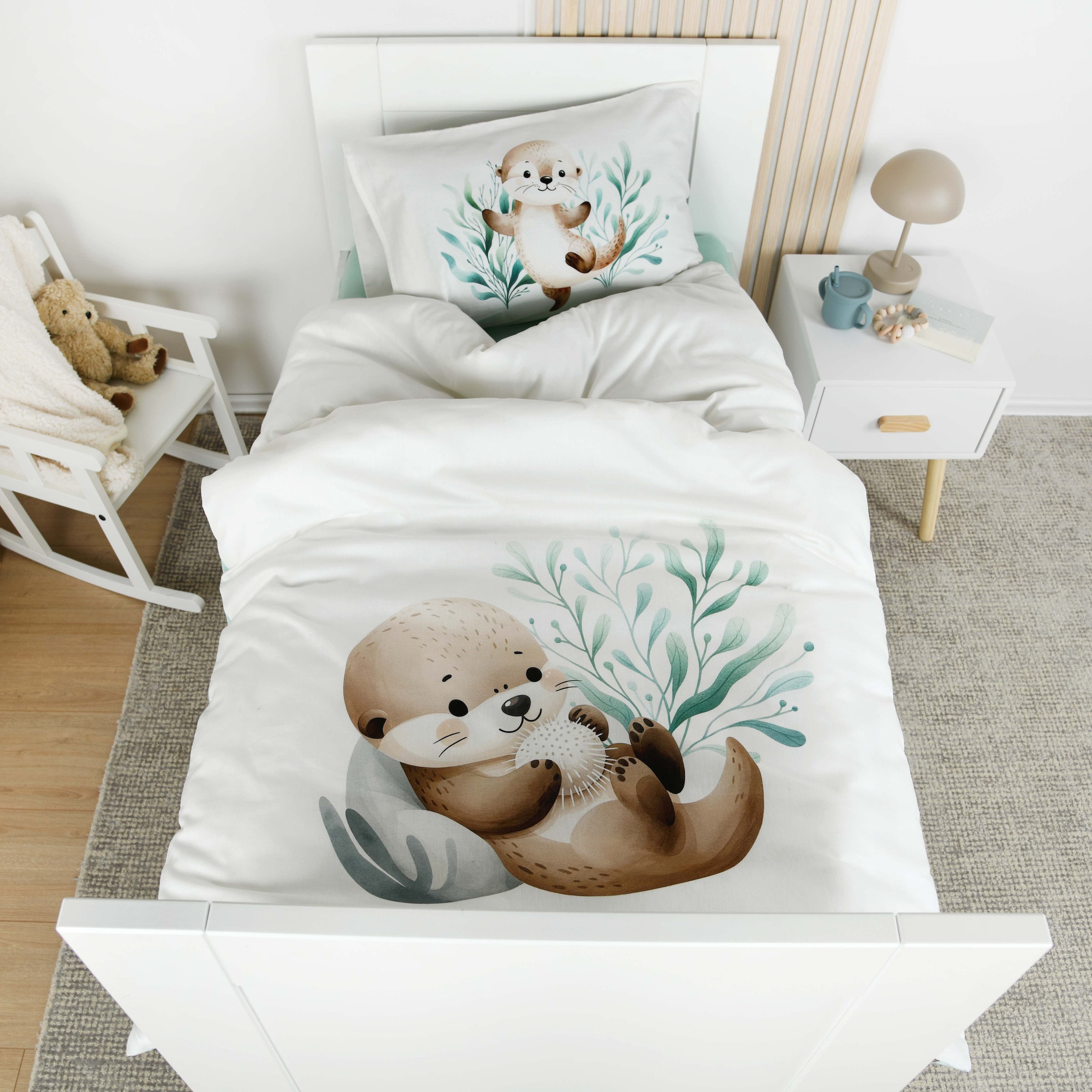 Baby Best Linge de lit pour bébé »Schnuffel-Otter« 2 linge de lit réversible