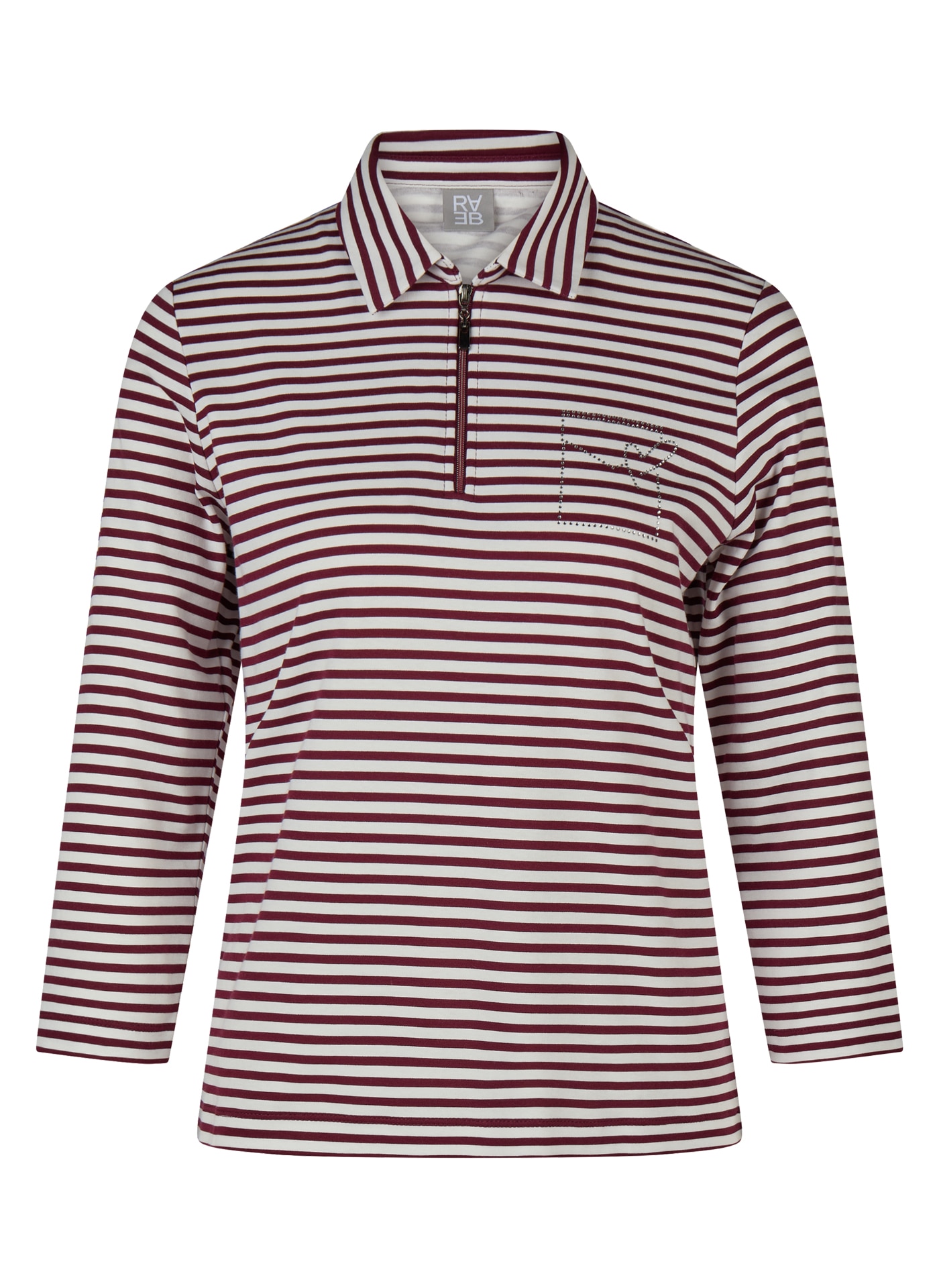 Rabe T-shirt à manches 3/4 avec col de chemise et fermeture éclair