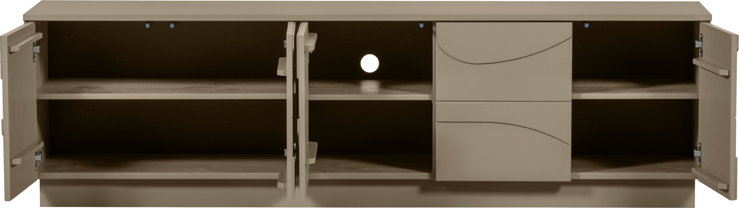 WOOOD Lowboard »Teo FSC® Mix Kiefernholz mit organischem 3D-Linienspiel 180x40x52 cm« Tragkraft Deckplatte 50 kg, Kabelöffnung, einfach zu montierbar