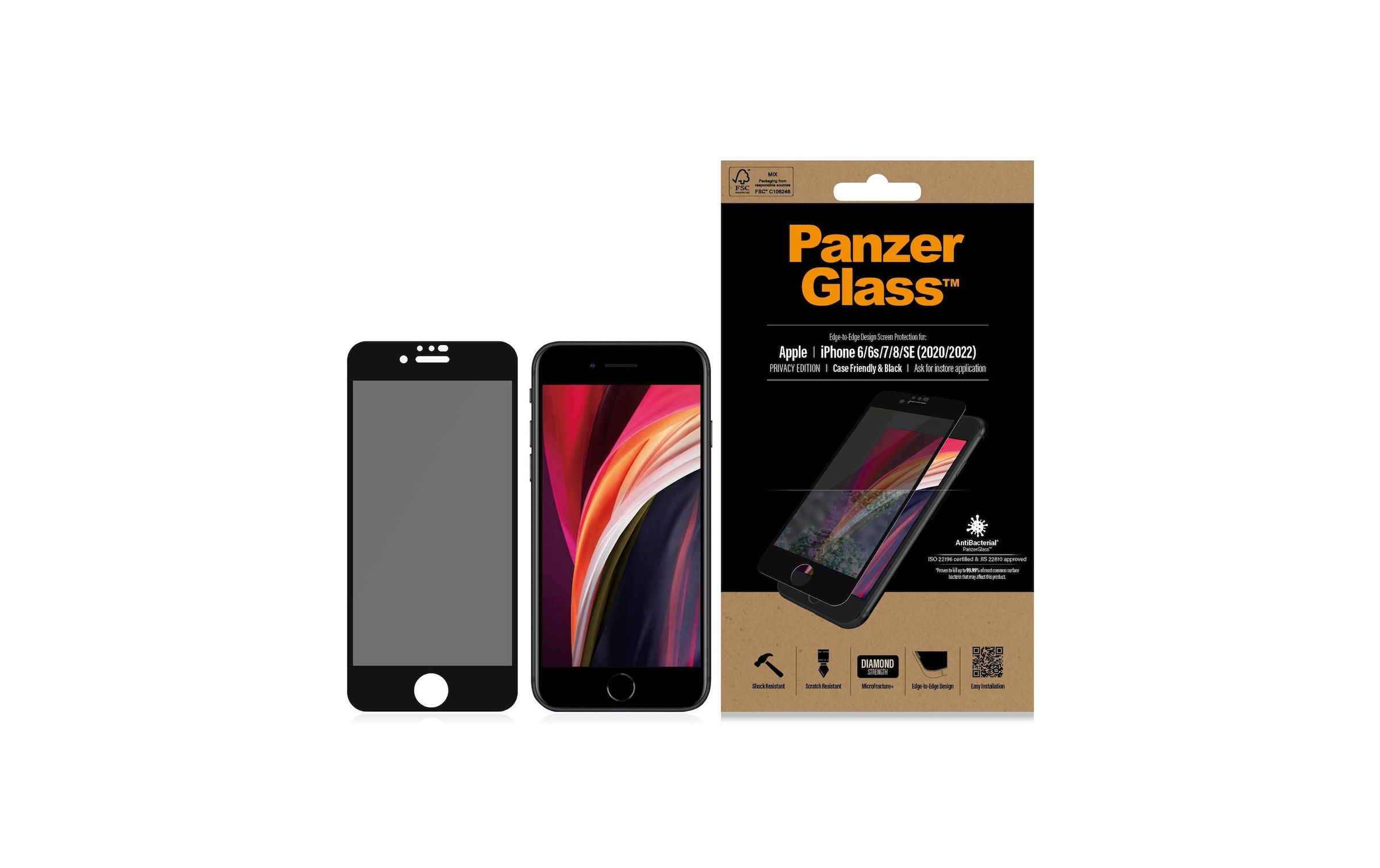 PanzerGlass Schutzfolie »Case« 100% bis an den Rand deckend, Mit Rahmen