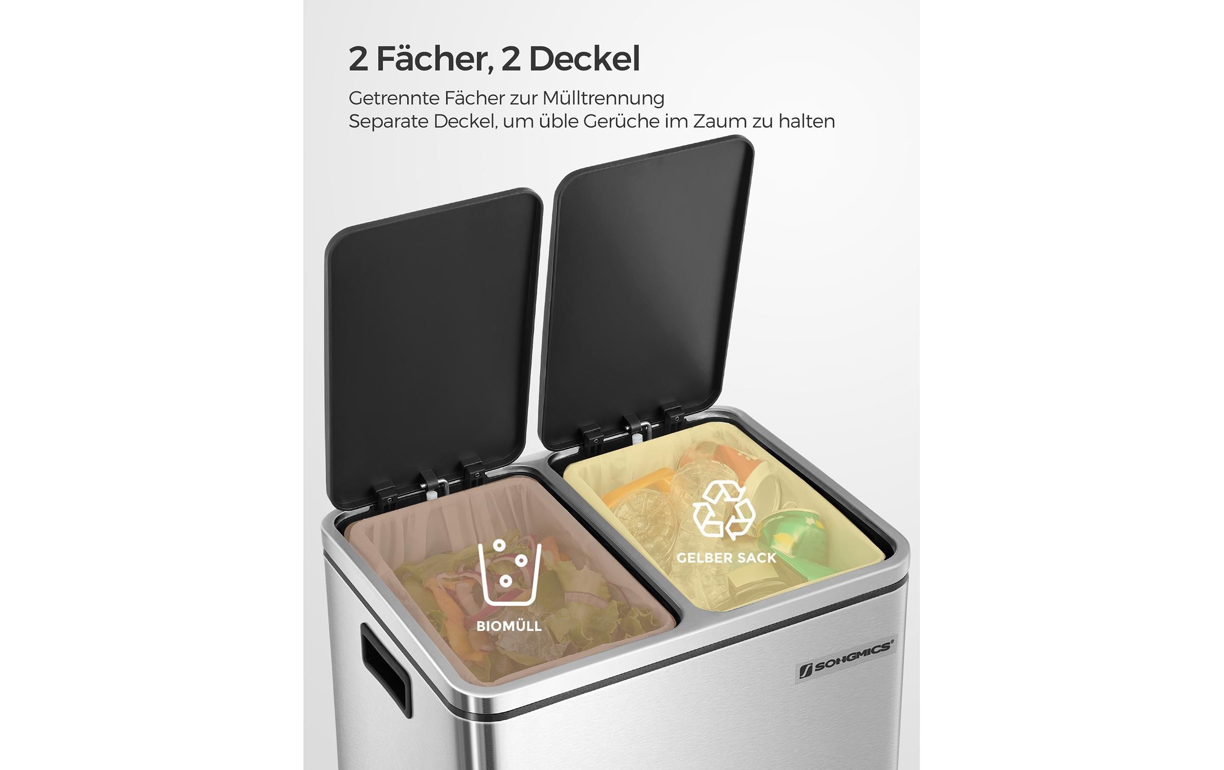SONGMICS Mülleimer »30 l« 2 Behälter