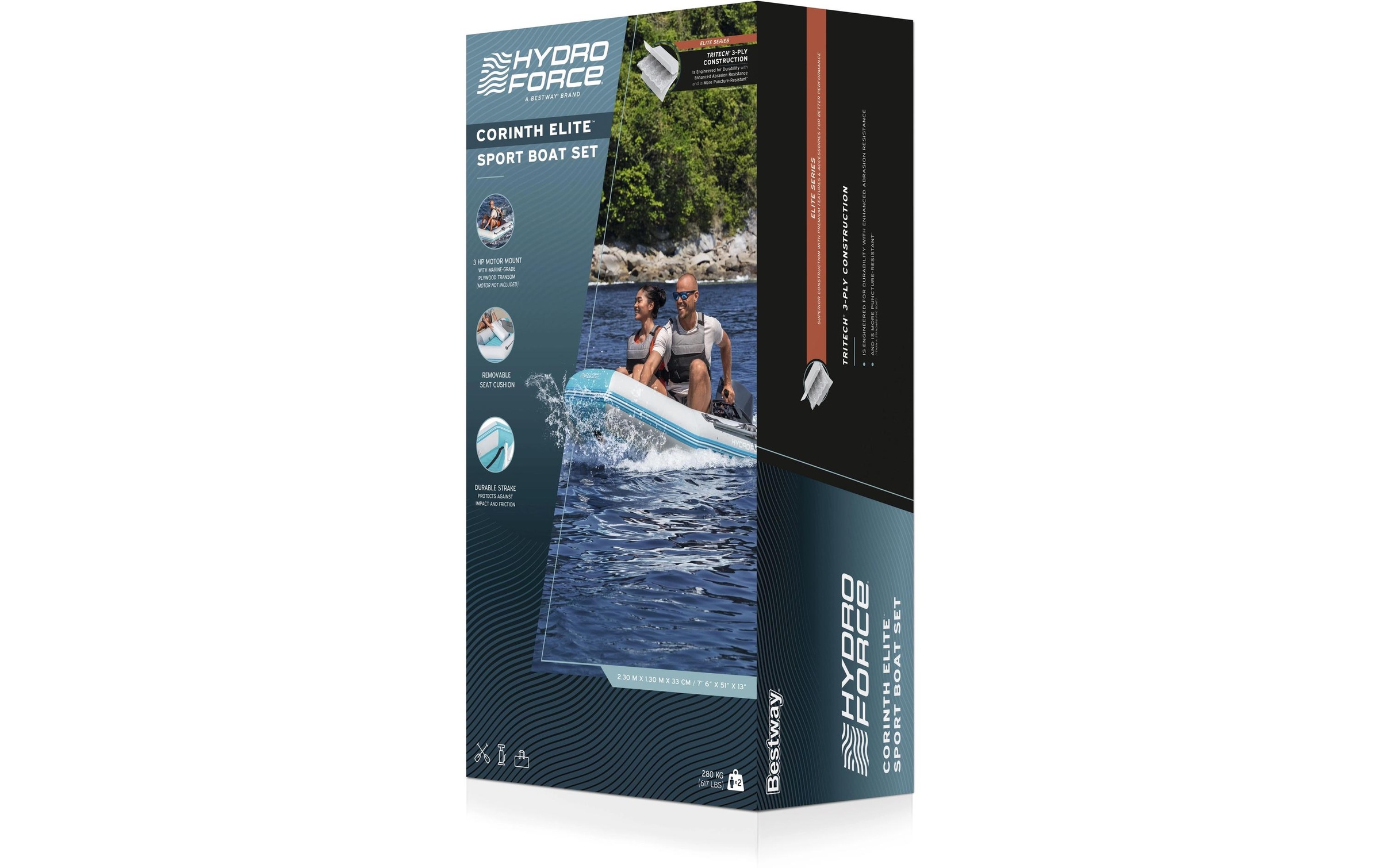 Bestway Bateau pneumatique »Corinth Elite Sport Boat Set, 230 x 130 x 33 cm« Aufblasbares Sportboot für 2 Personen mit Motorhalterung