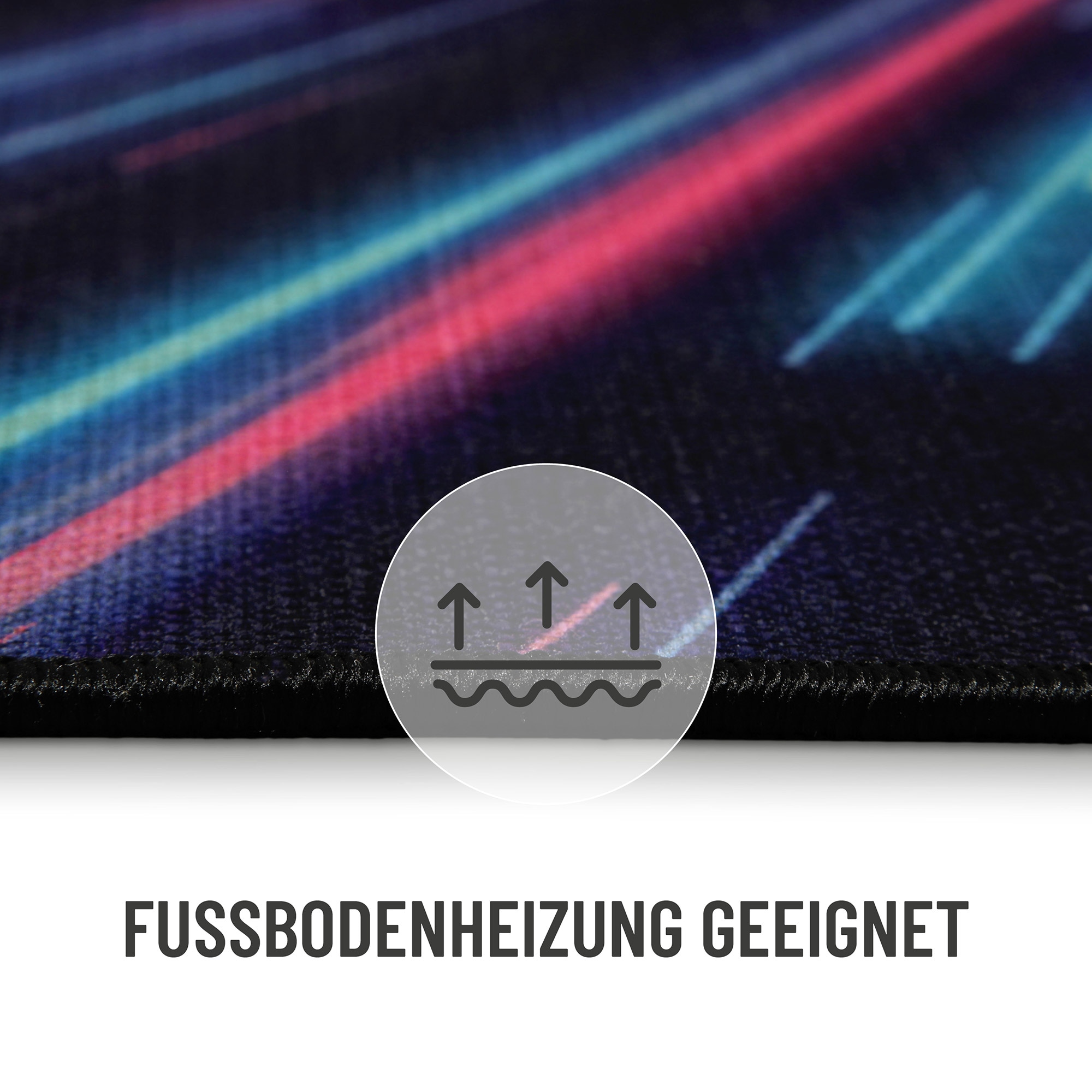 Wecon home Teppich »Neon Horizon« rechteckig 5 mm Höhe Gamer Teppich, gewebt, futuristisch, robust, Gaming Room, rutschfest