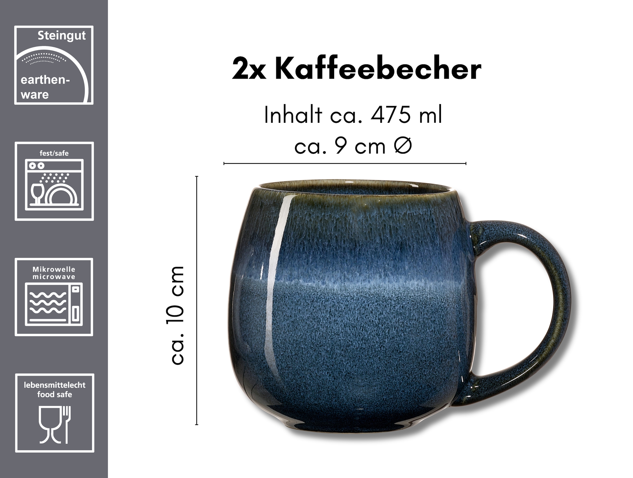 Ritzenhoff & Breker Gobelet »Lagom« 2-teilig, Reaktivglasur, jedes Stück ein Unikat, 475 ml