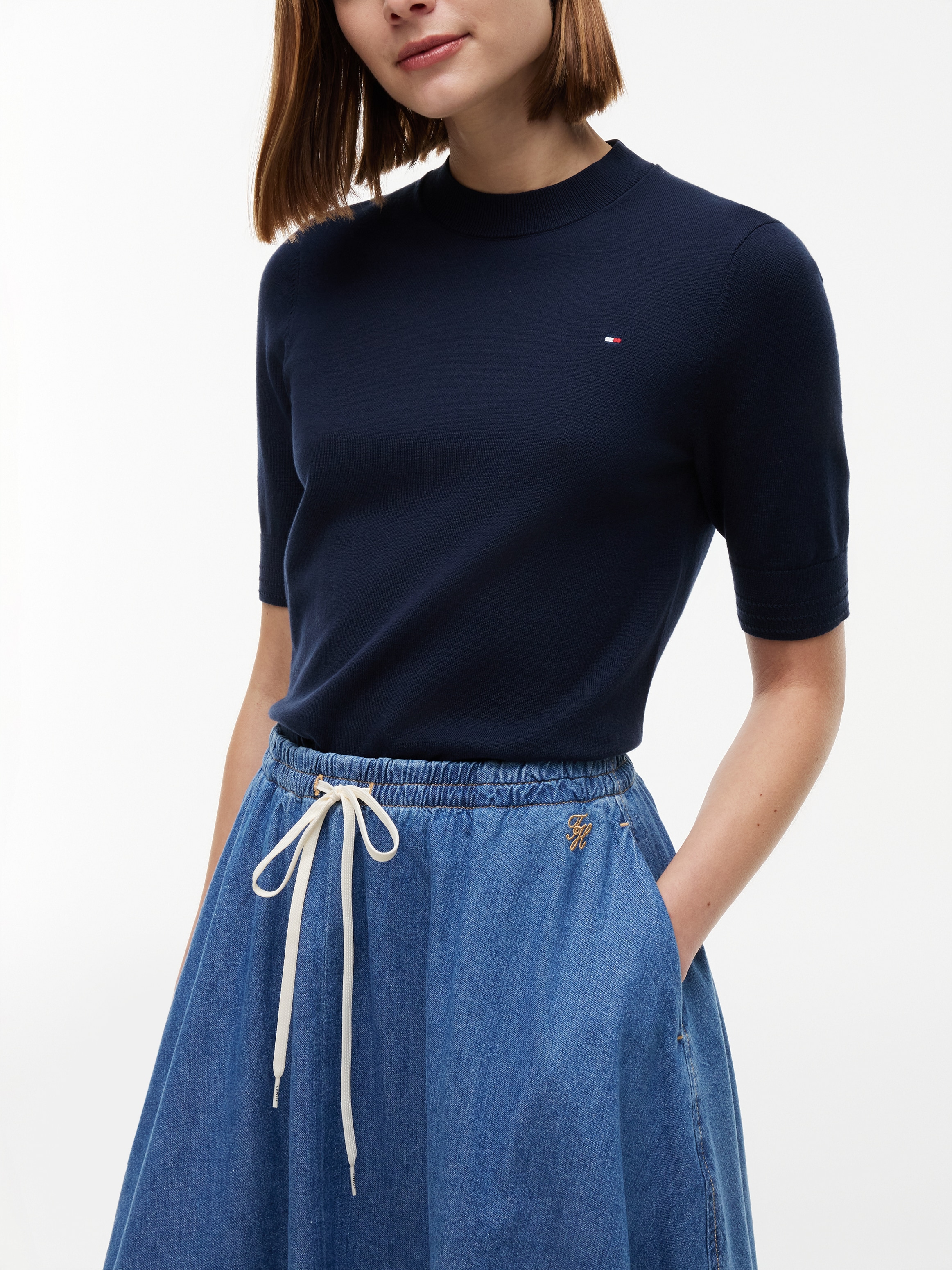 Tommy Hilfiger Jupe en jean »MIDI FLARED SKIRT MIA RW« Baumwolle, in ausgestellter Form