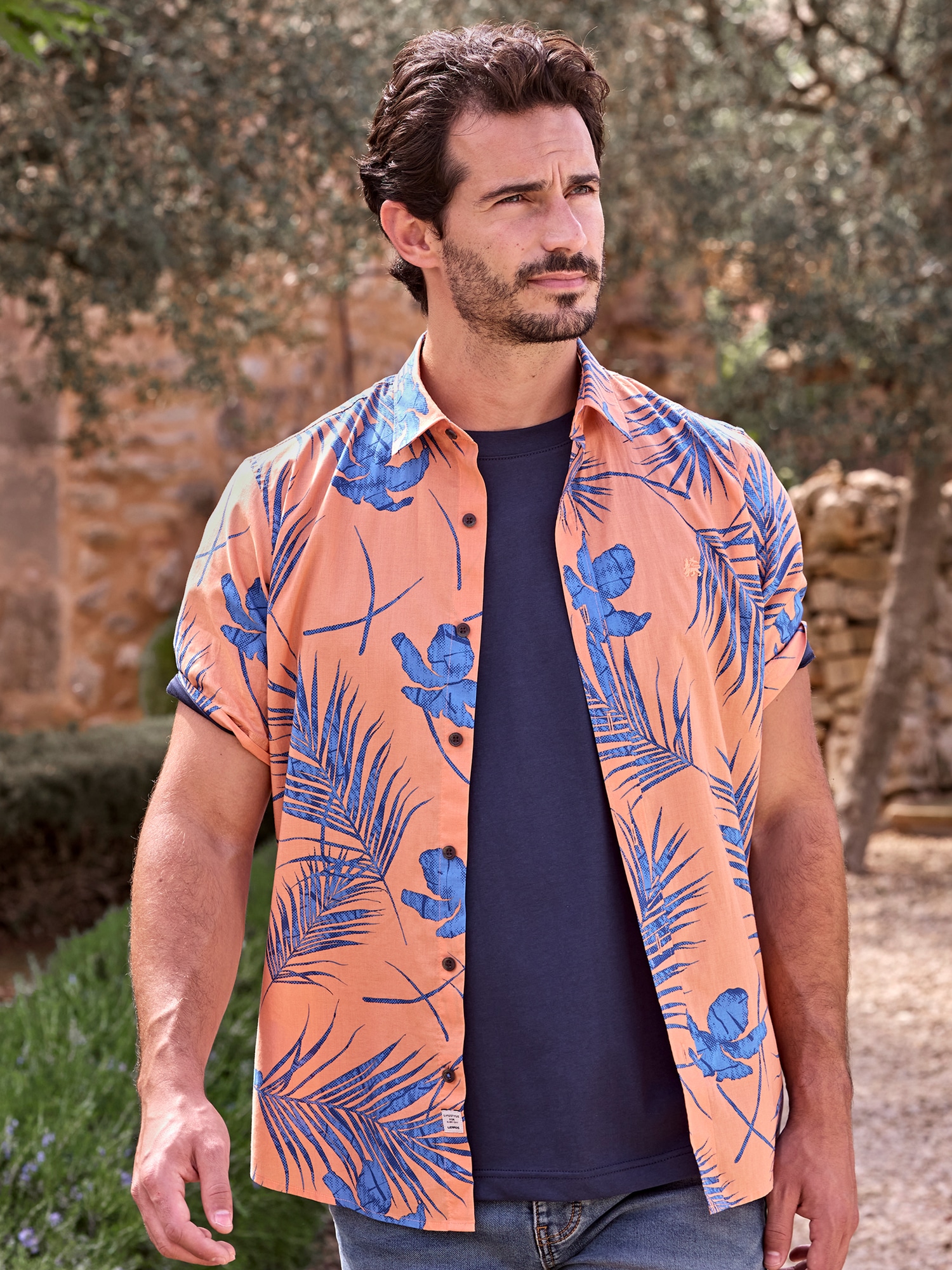 LERROS Chemise à manches courtes »Kurzärmeliges Herrenhemd, Hawaiian-Style«