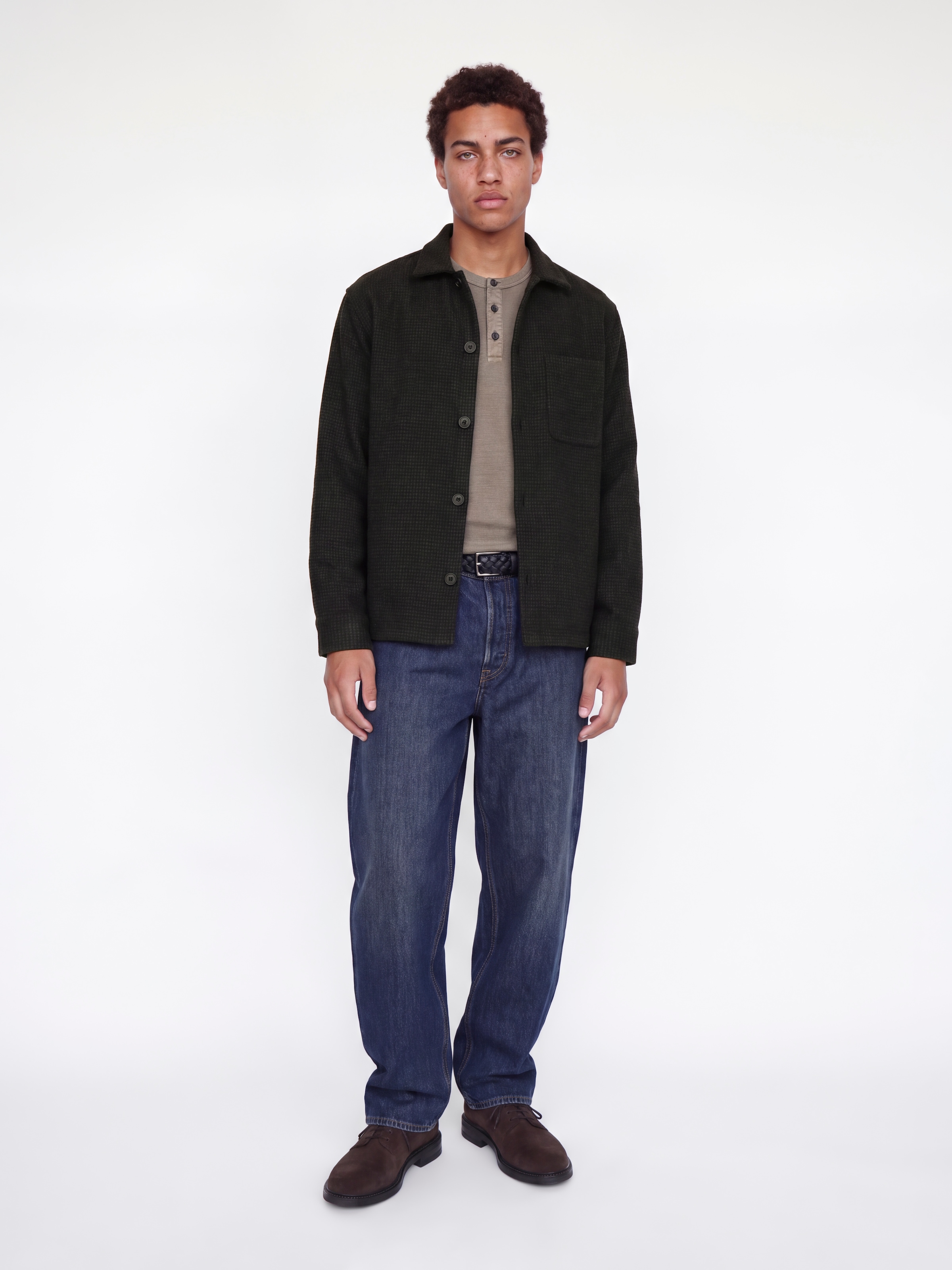 Jack & Jones Chemise à manches longues »JJESOHO OLLIE OVERSHIRT LS SN« mélange de matières, coupe ample