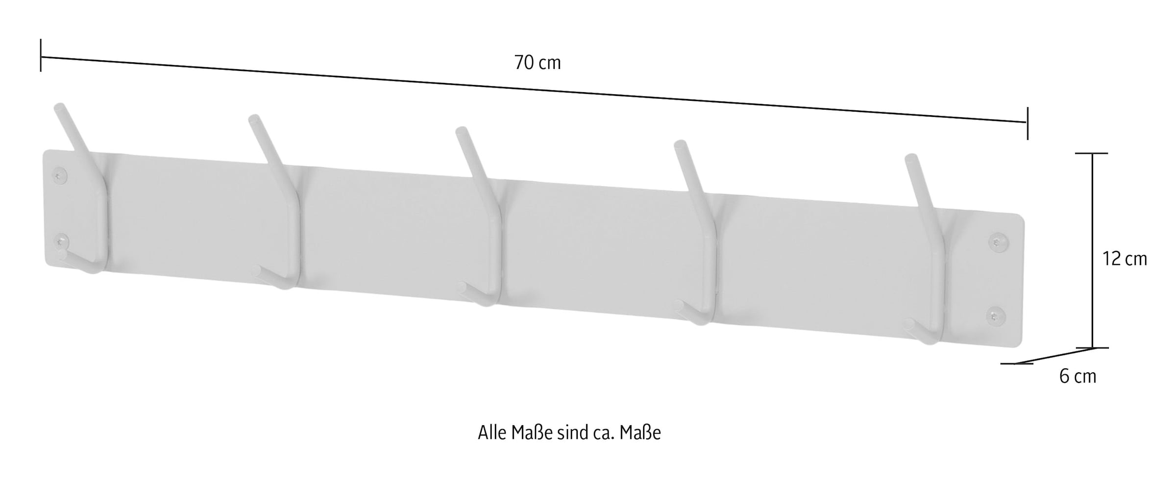 Spinder Design Garderobenhaken Metall, Zeitloses Design, 5 Haken, Breite 70 cm
