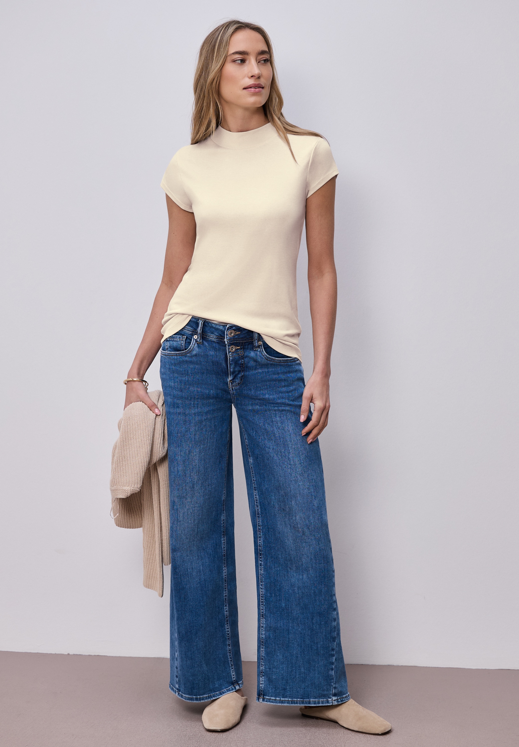 STREET ONE T-shirt à manches courtes Sommershirt mit Turtle Neck