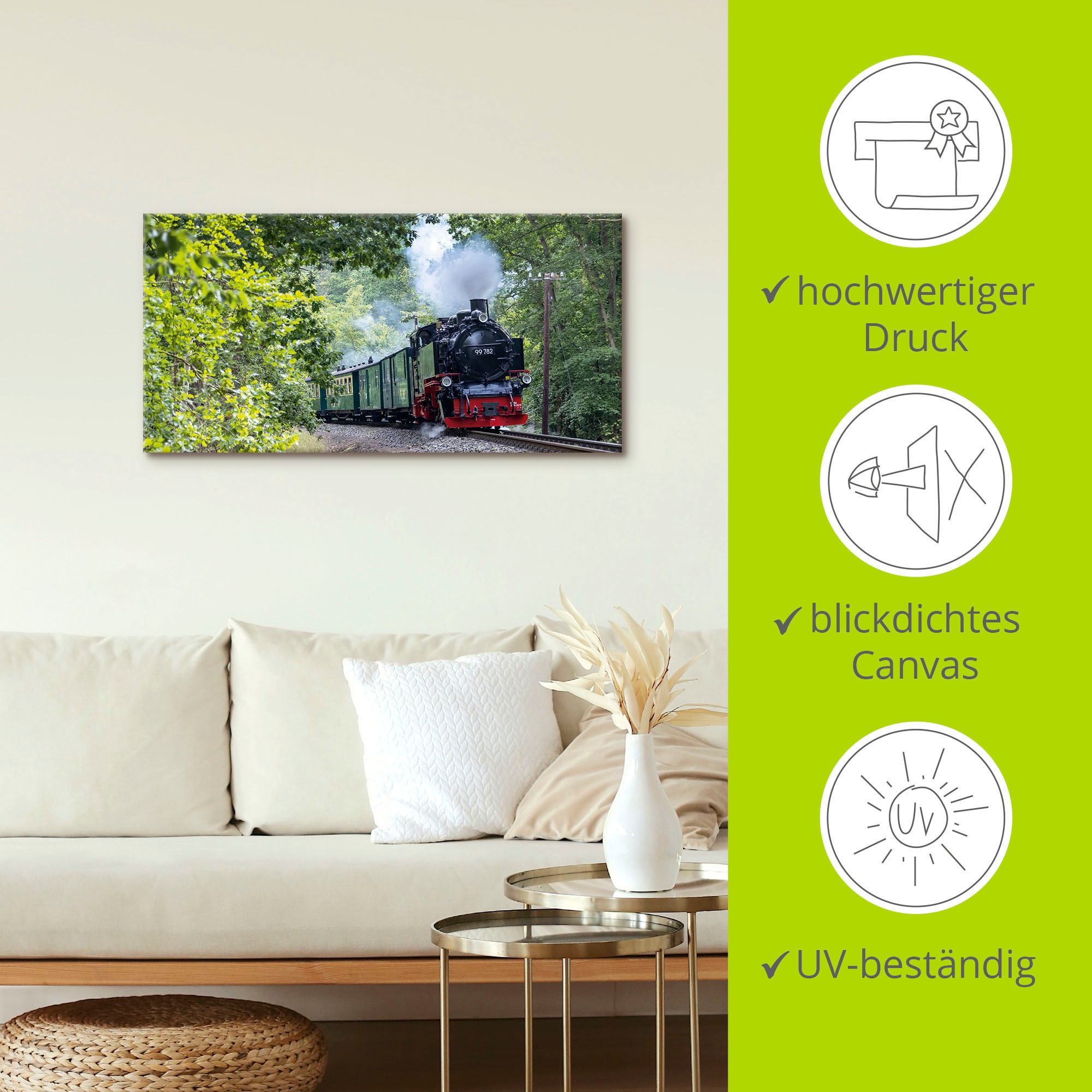 Artland Wandbild »Rügen Rasender Roland Panorama« Zugbilder 1 Stk. tlg. als Leinwandbild in verschied. Grössen