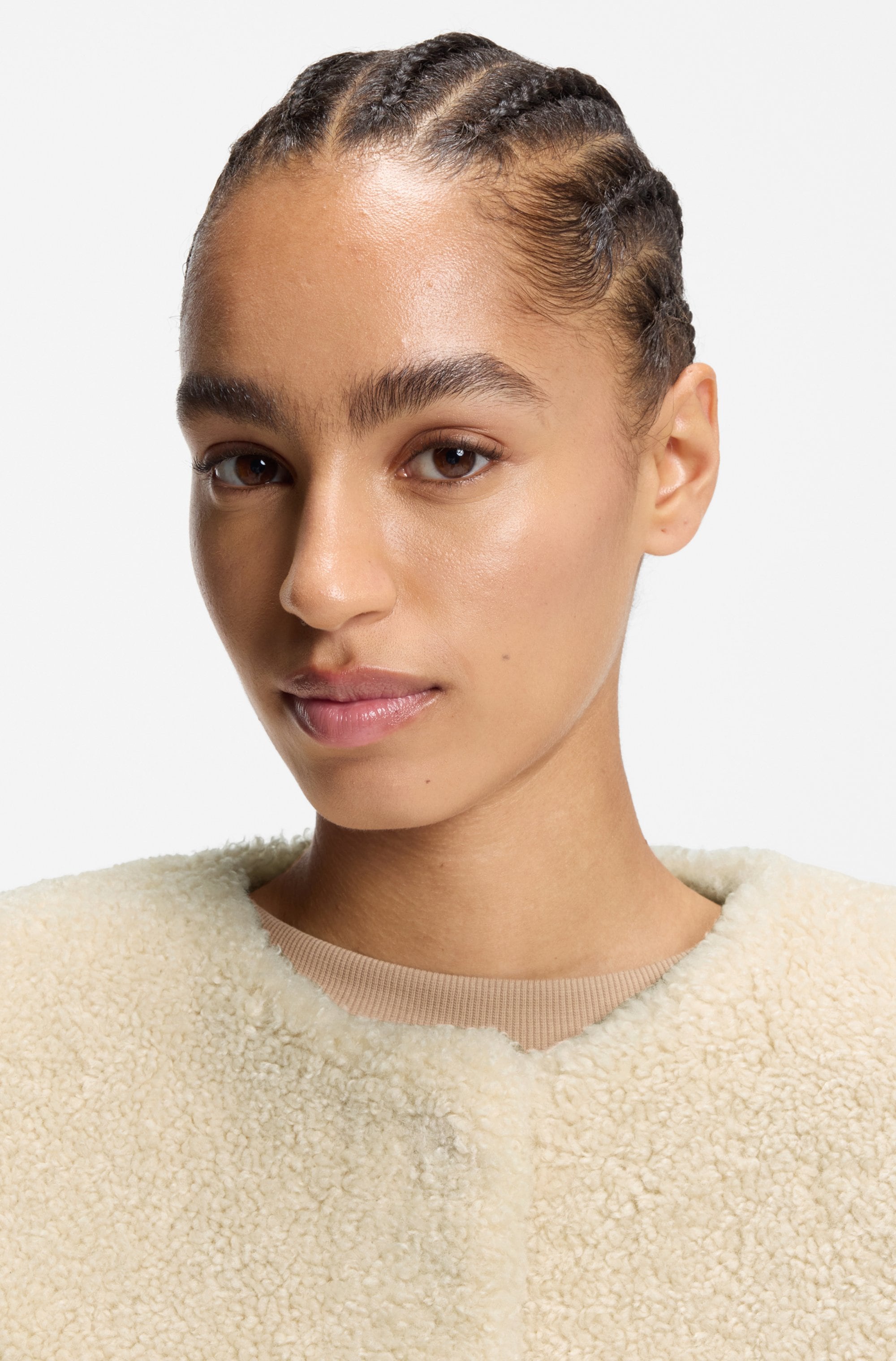 BOSS ORANGE Gilet en imitation fourrure »Cosila Premium Damenmode« im Teddy-Look, verdeckter Verschluss