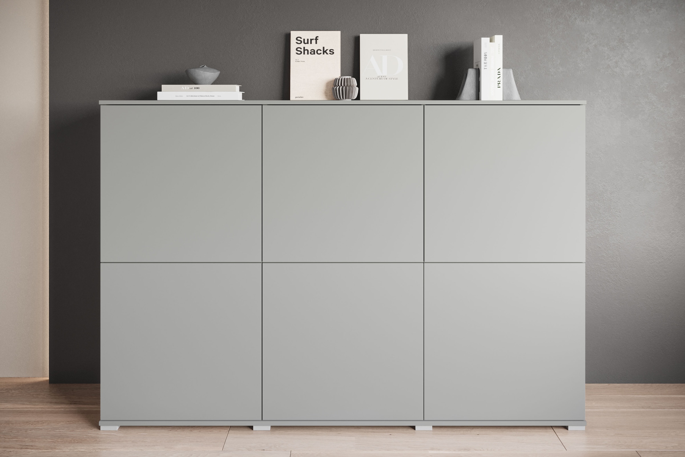 GOODproduct Buffet haut »Kenia, moderne grifflose Hochkommode mit 6 Türen, Breite 180 cm« 1 cuis tlg. façades push-to-open, étagères réglables en hauteur
