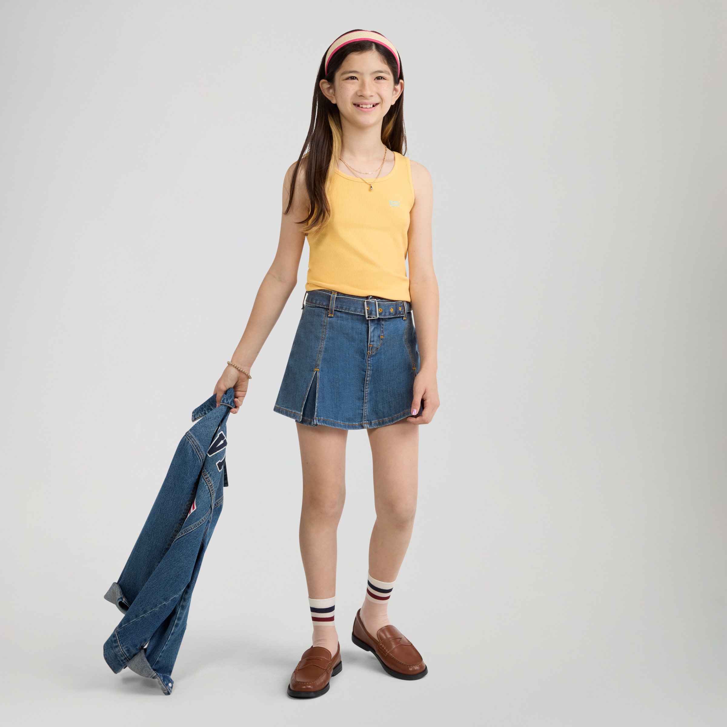 Levi's® Kids Jupe en jean »LVG PLEATED SKORT W BELT« short jupe en denim avec ceinture en jean / pour filles