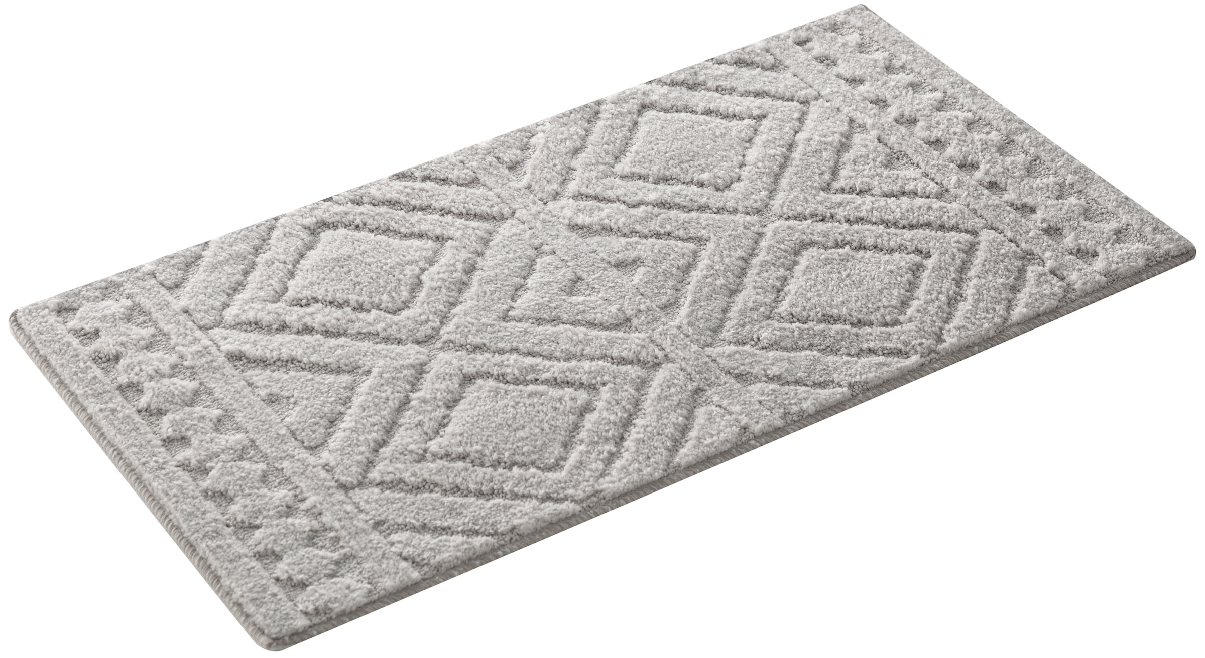 my home Tapis de bain »Louvres, Badvorleger, Badezimmer Teppich, Duschvorleger« Höhe 10 mm Badteppich, Uni Farben, Hoch-Tief Effekt, Boho-Style