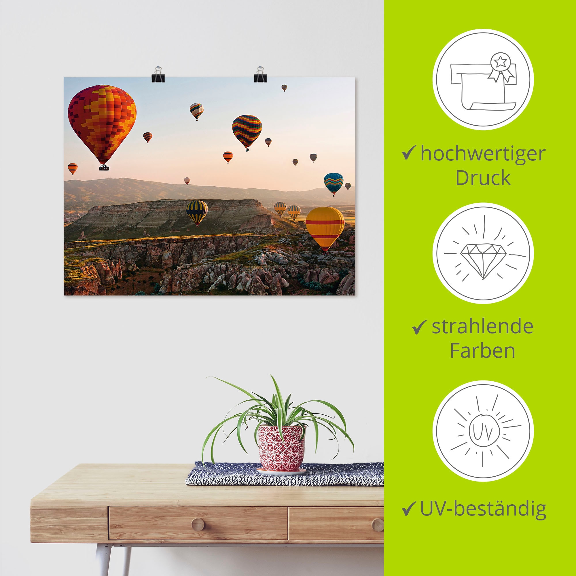 Artland Poster »Kappadokien Ballonfahrt« Ballonfahren 1 Stk. tlg. ohne Rahmen