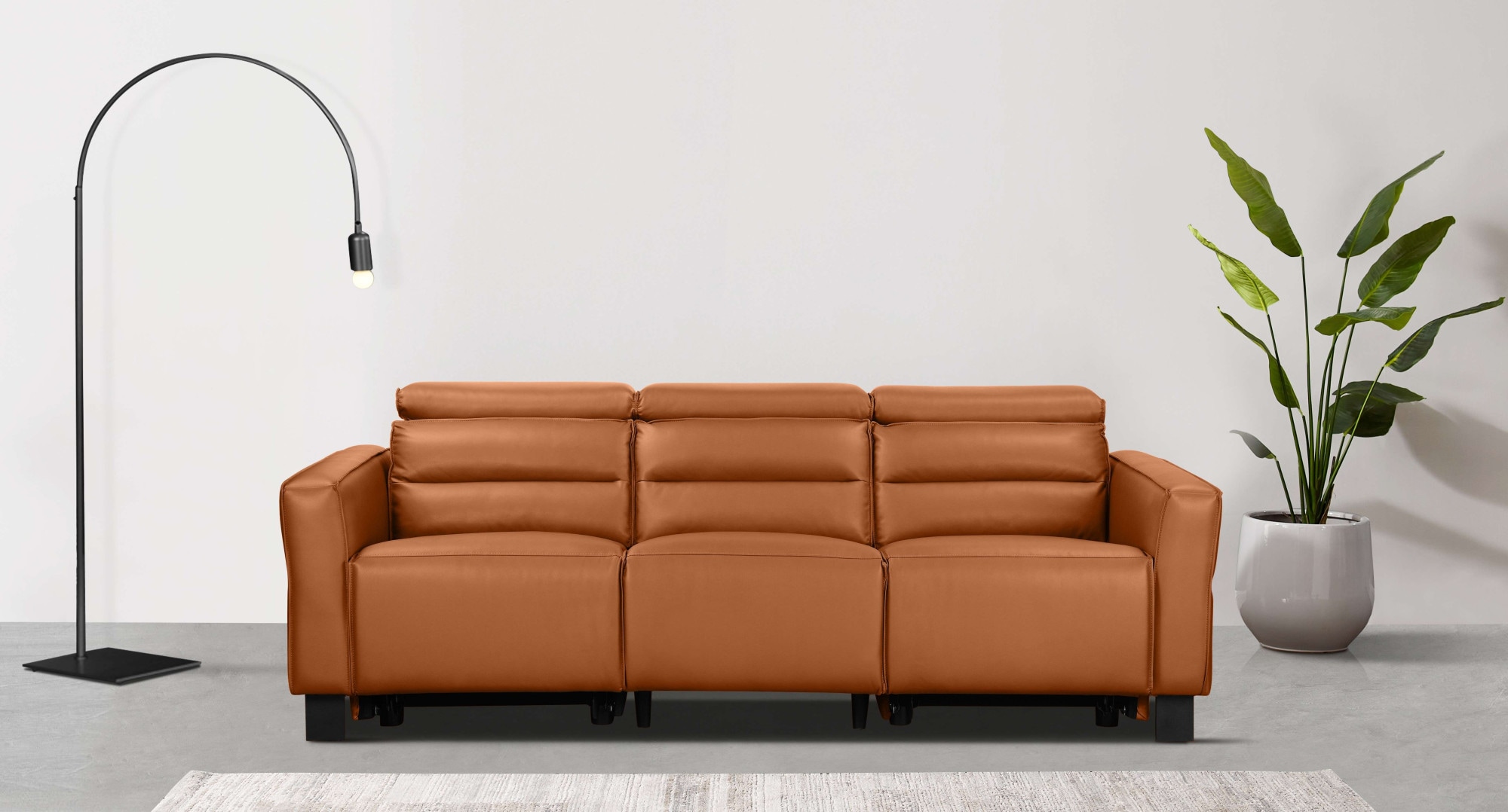 Home affaire 3-Sitzer »Carpari, 224cm, manuelle od. elektrische Relaxfunktion in 2 Sitzen« mit USB-A/C, Kopfteilverstellung, Echtleder, Kunstleder, Webstoff