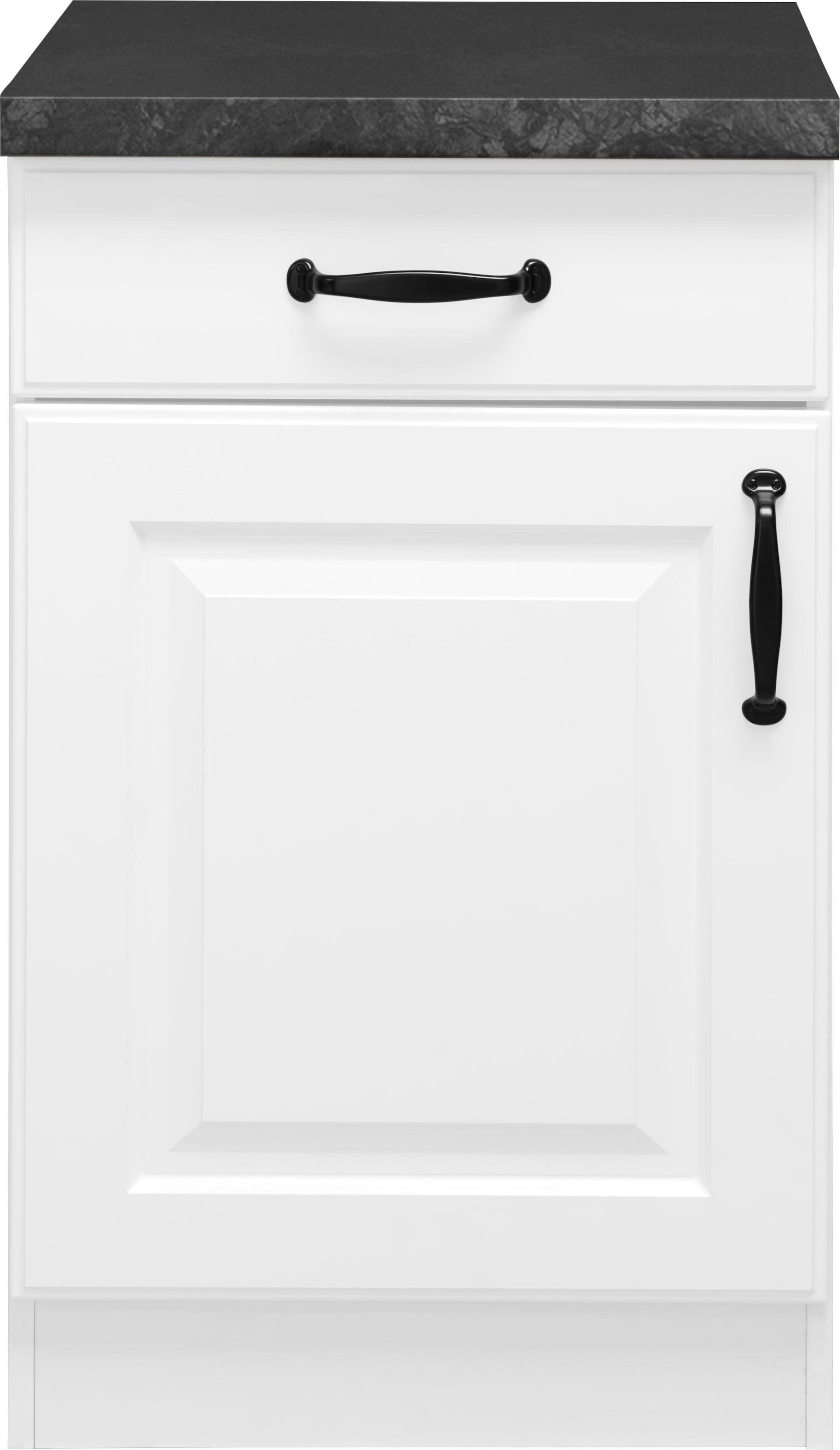 wiho Küchen Armoire basse »Erla« 50 cm de large avec façade à caissons, avec plan de travail