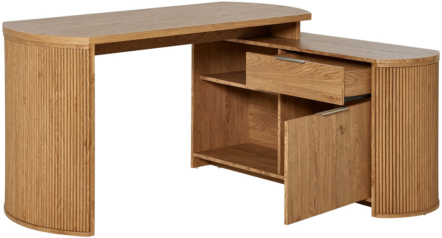 Jahnke Bureau d'angle »MOON C 150 E« 1 cuis tlg. montage réversible, espace de rangement & passage de câbles, largeur 150 cm